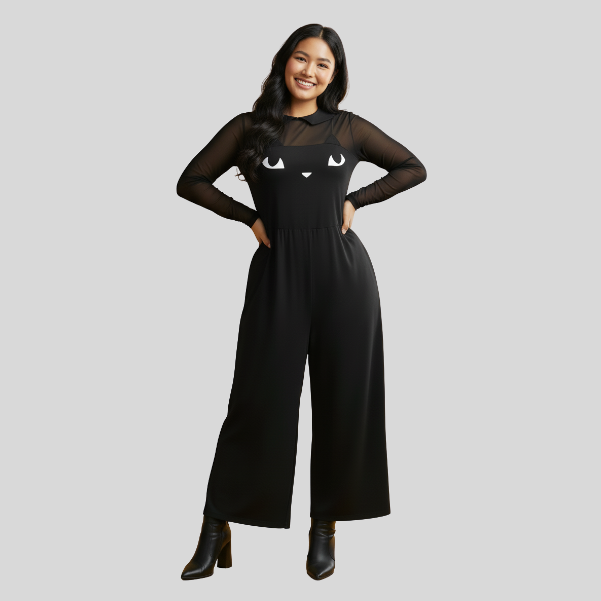Stretch Fabric Cat Jumpsuit