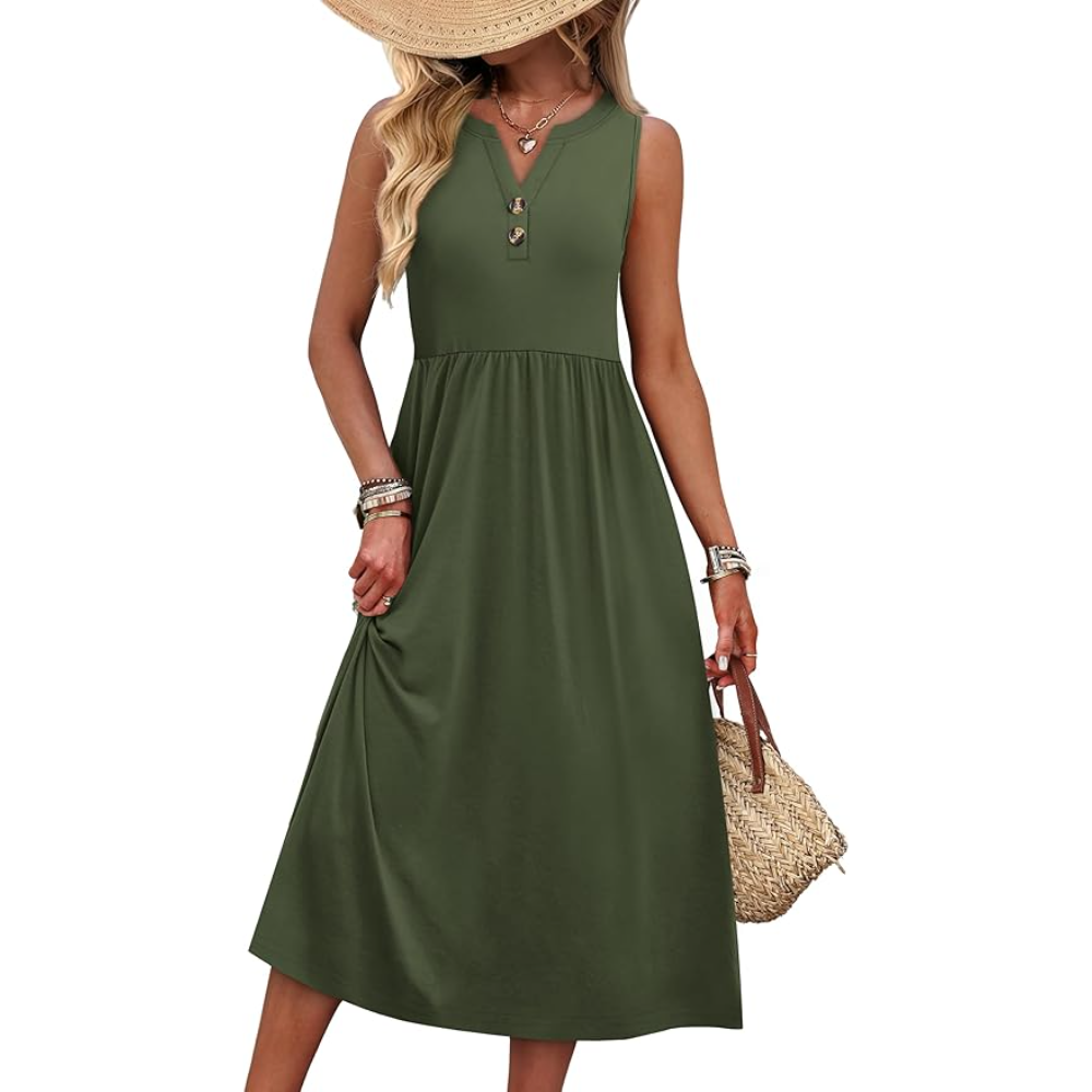 Summer Maxi Beach Vacation Sundress With Pockets For Women