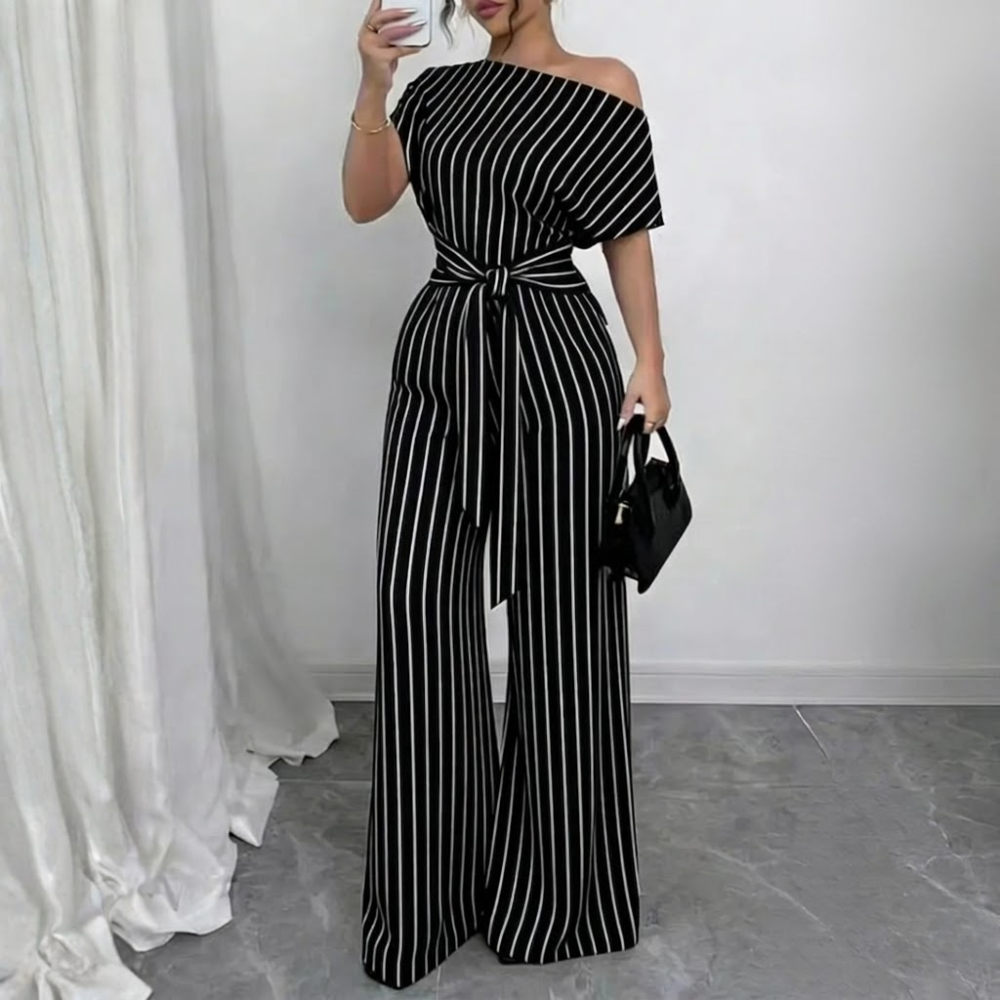 Printed Tie Front Wide Fit Jumpsuit For Women