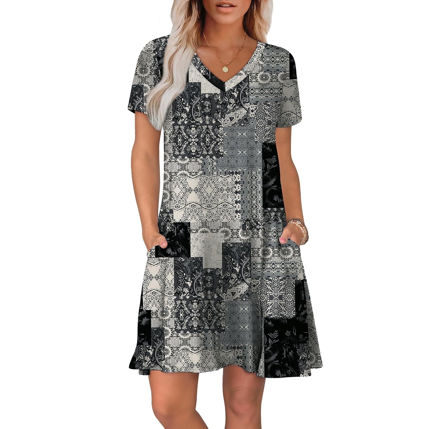 Boho Summer Loose T Shirt Dress With Pockets