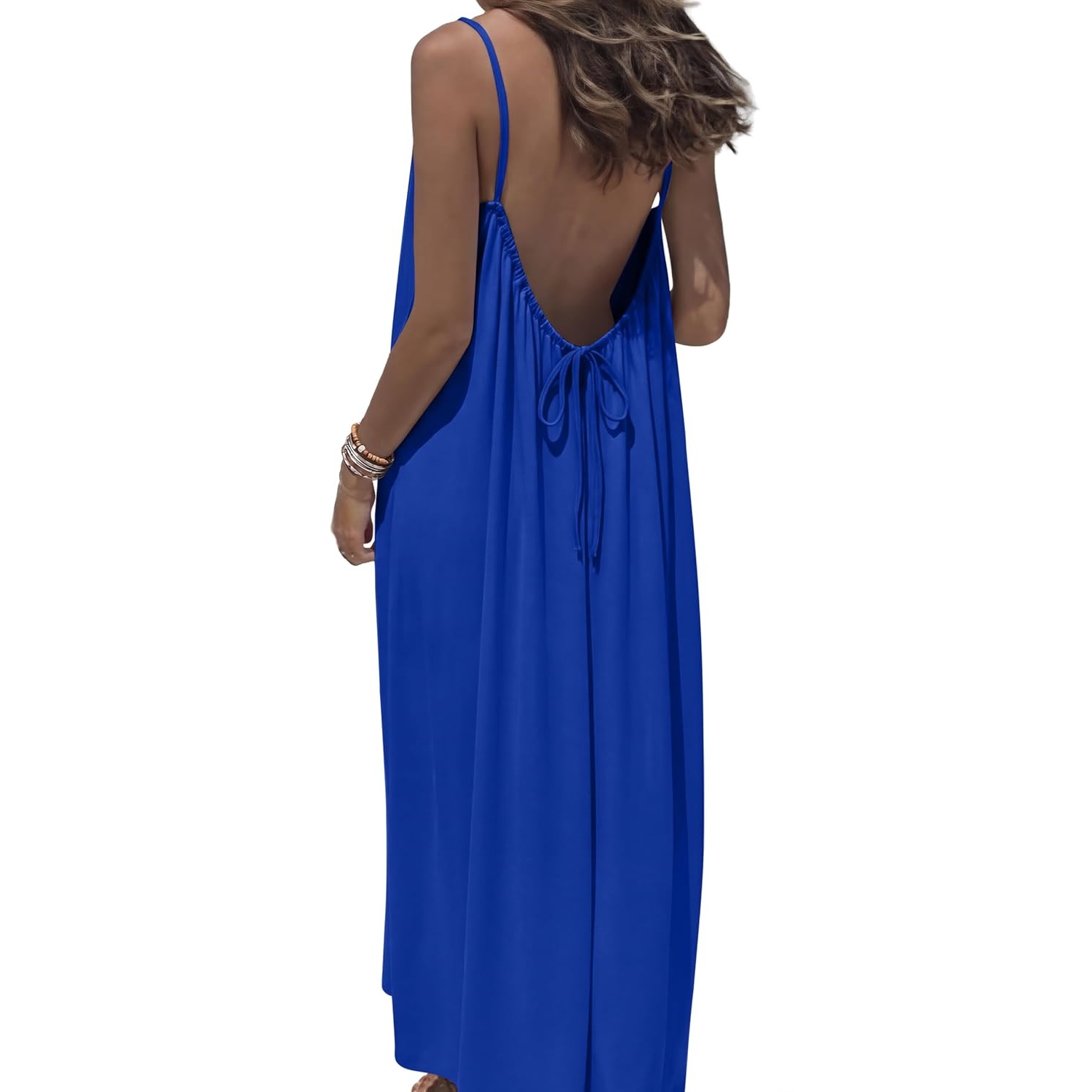 Summer Backless Spaghetti Strap Maxi Sundress For Women