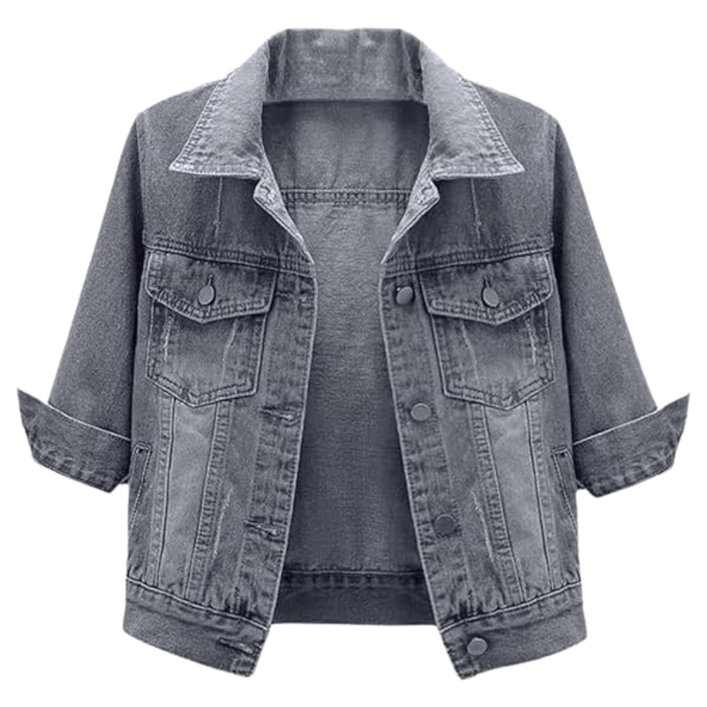 Women Cropped Full Sleeve Denim Jacket