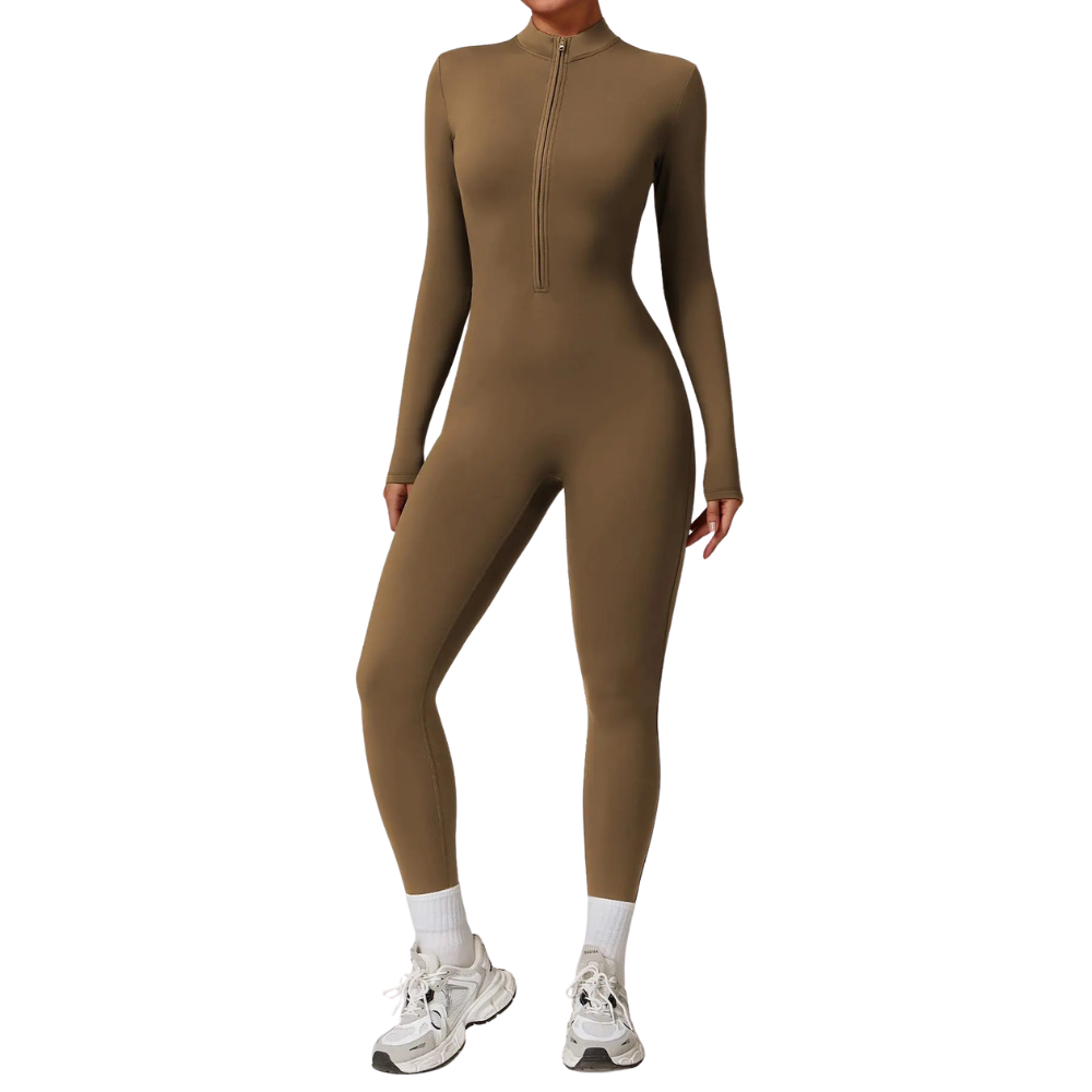Solid Zip Up Sporty Skiing Jumpsuit