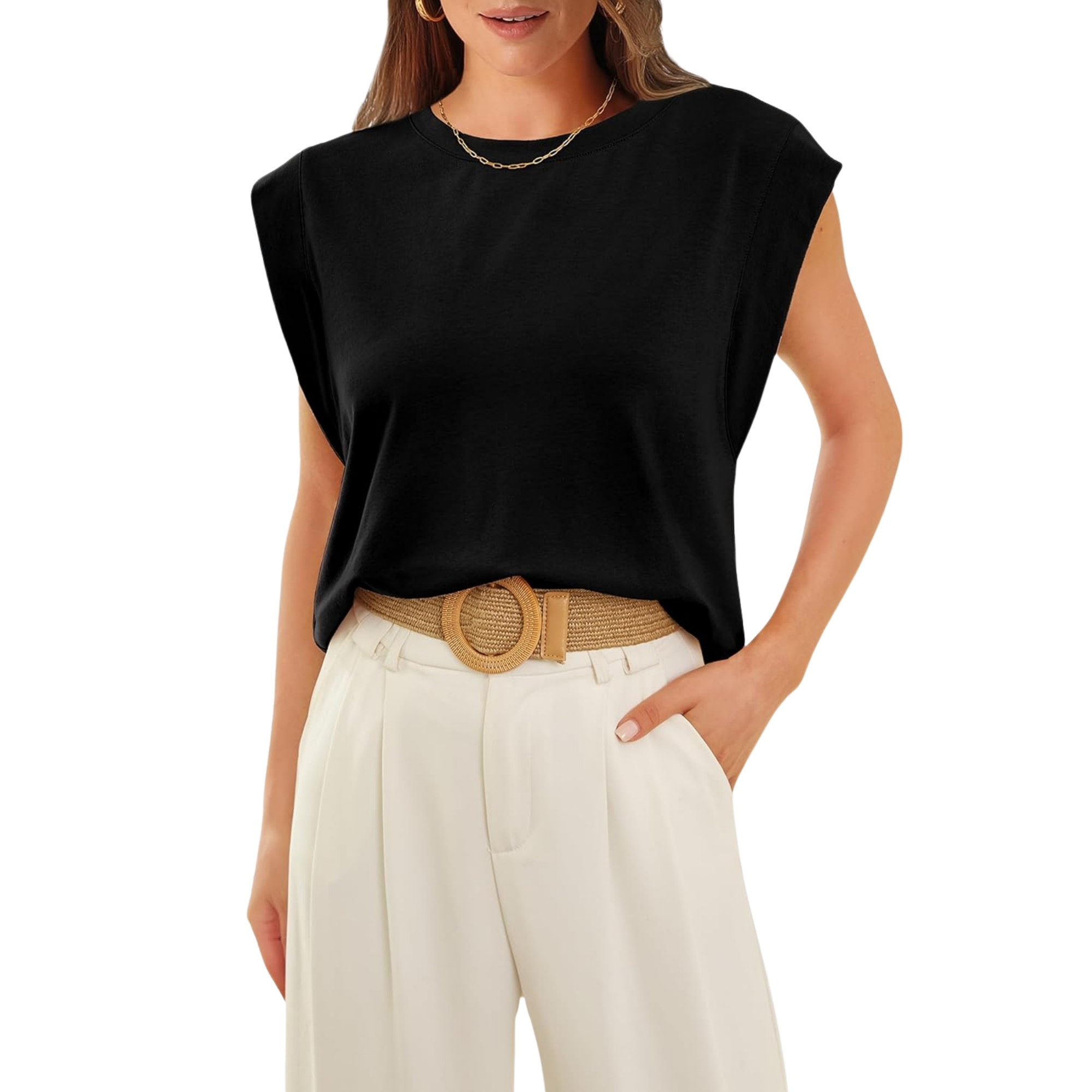 Loose Fit Cap Sleeve Tee Shirts For Women