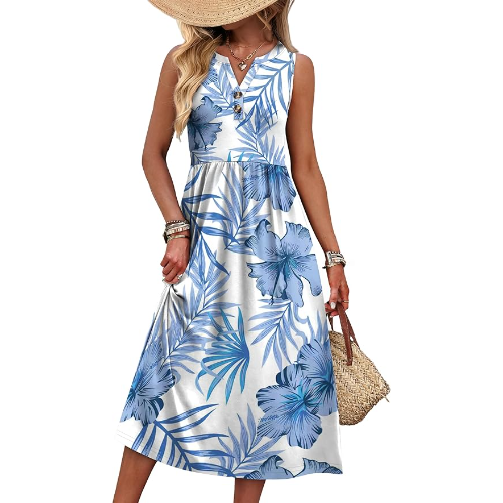 Summer Maxi Beach Vacation Sundress With Pockets For Women