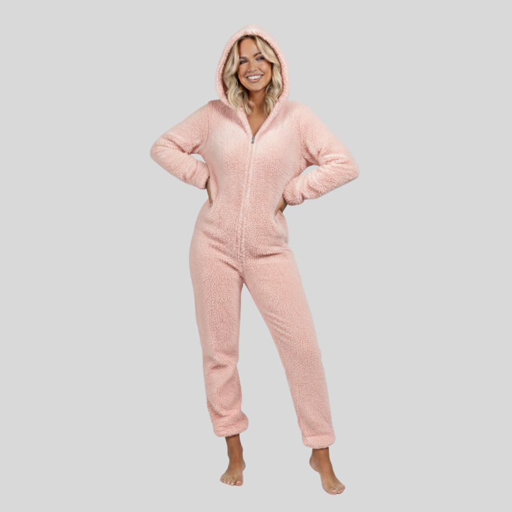 Plush Hooded Long Sleeve Jumpsuit