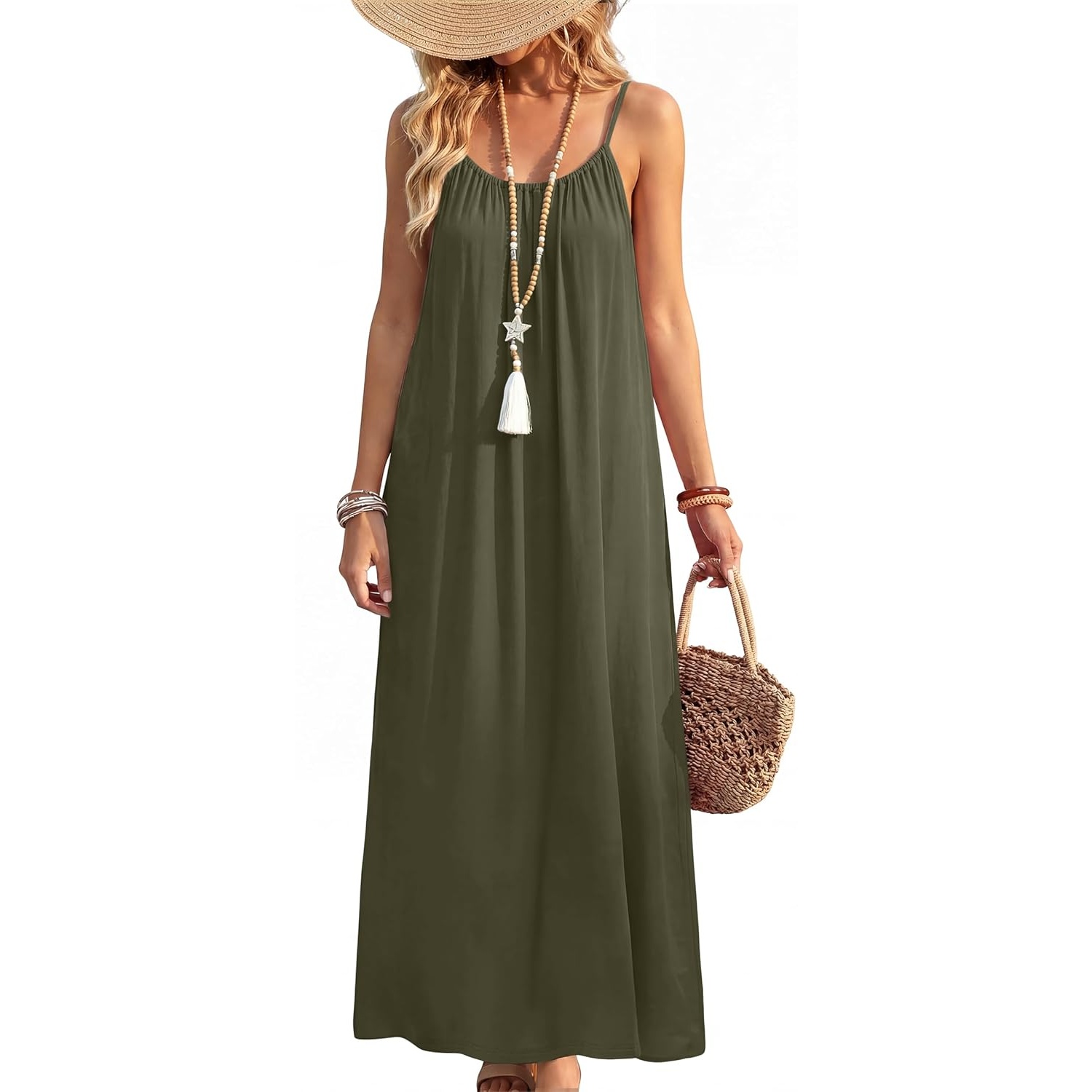 Summer Backless Spaghetti Strap Maxi Sundress For Women