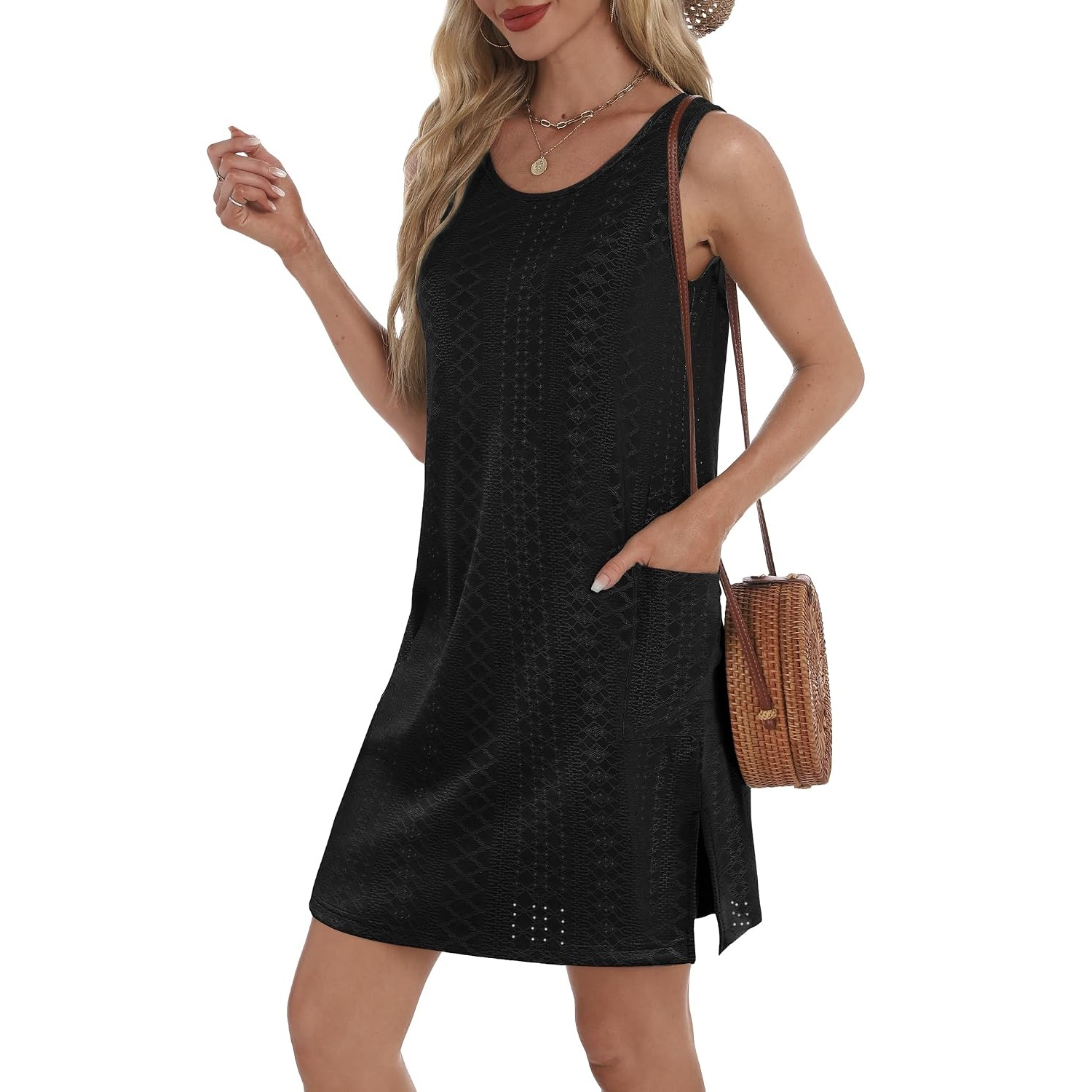 Sleeveless Summer Coverup Dress With Pockets
