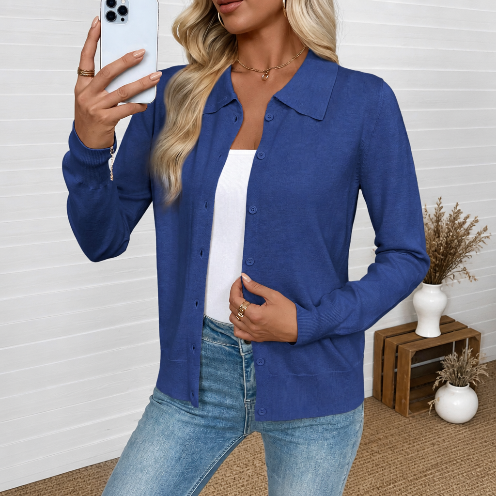 Casual Wool Blend Lightweight Front Cardigan With Button For Women