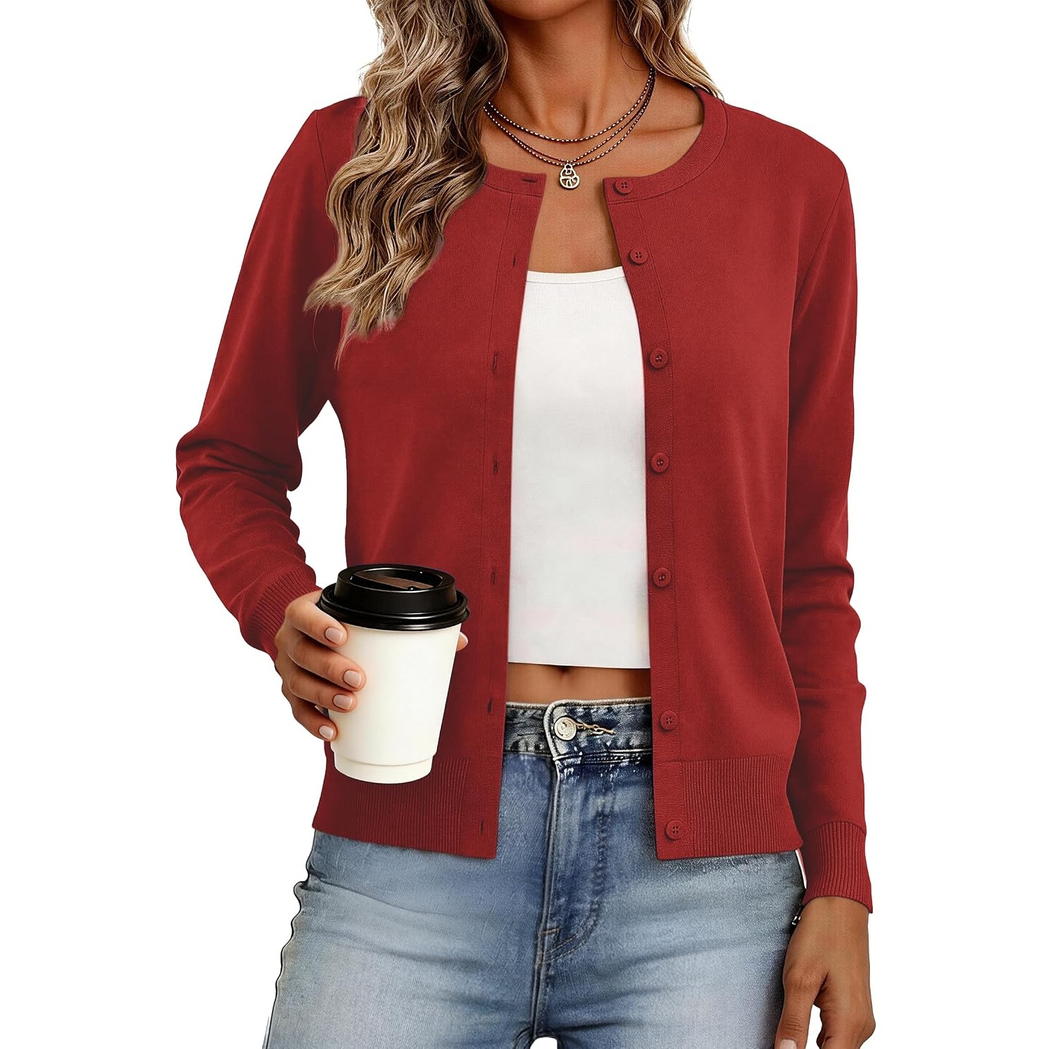 Long Sleeve Cropped Cardigan Sweater For Women