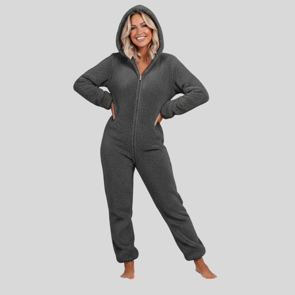 Plush Hooded Long Sleeve Jumpsuit