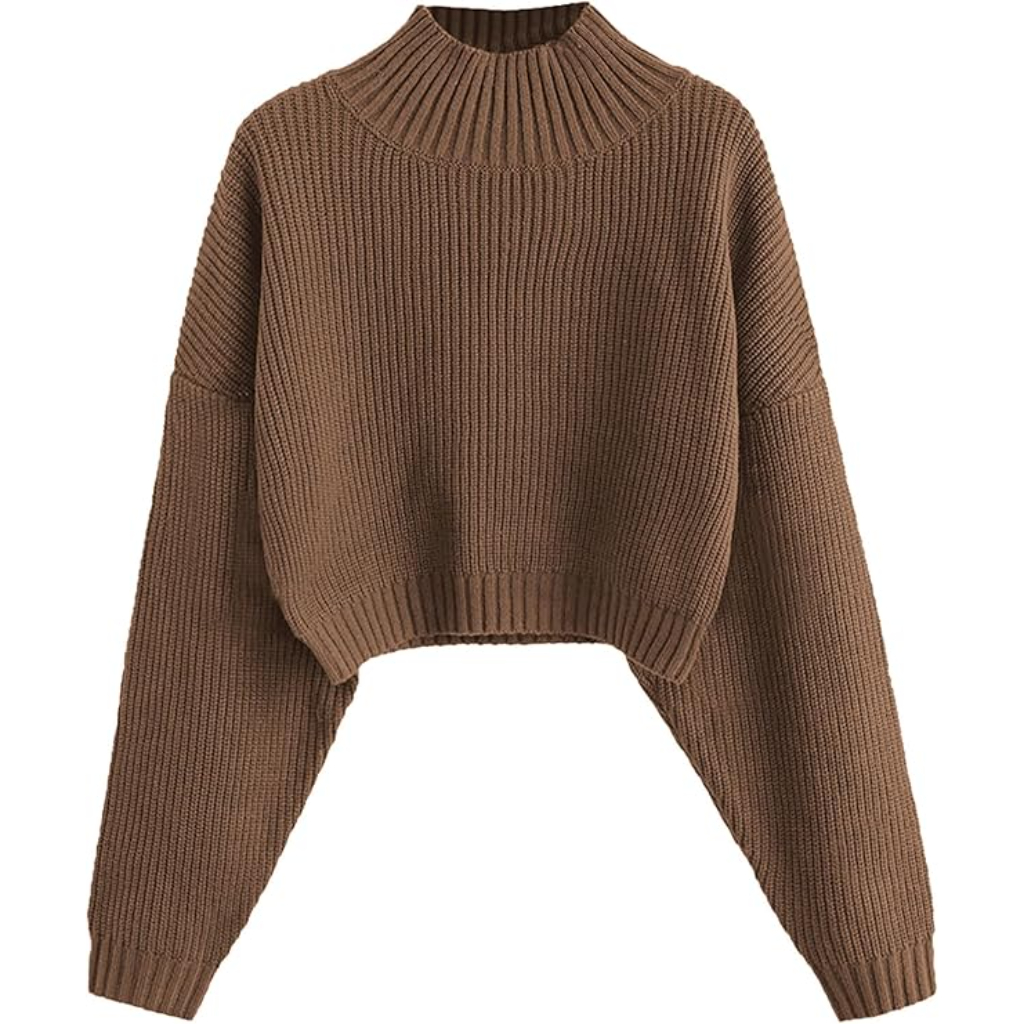 Women Cropped Turtle Sweater
