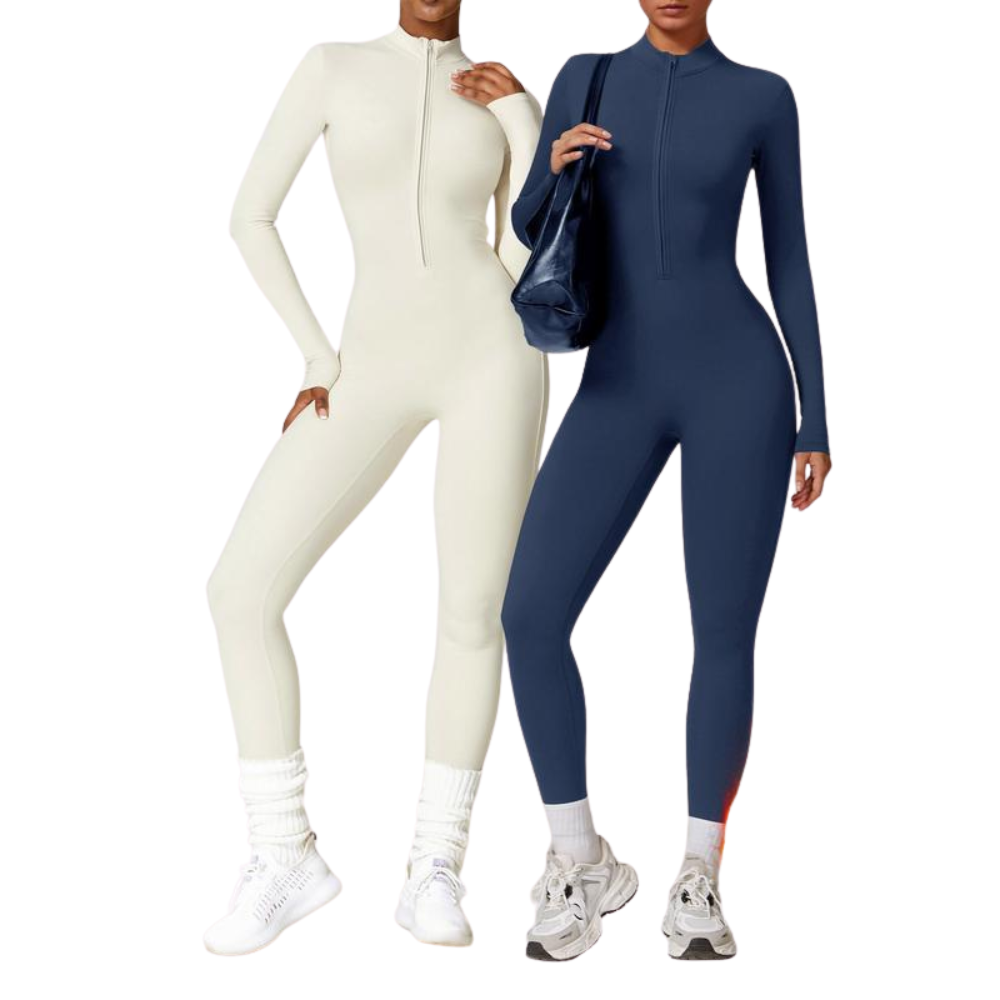 Solid Zip Up Sporty Skiing Jumpsuit