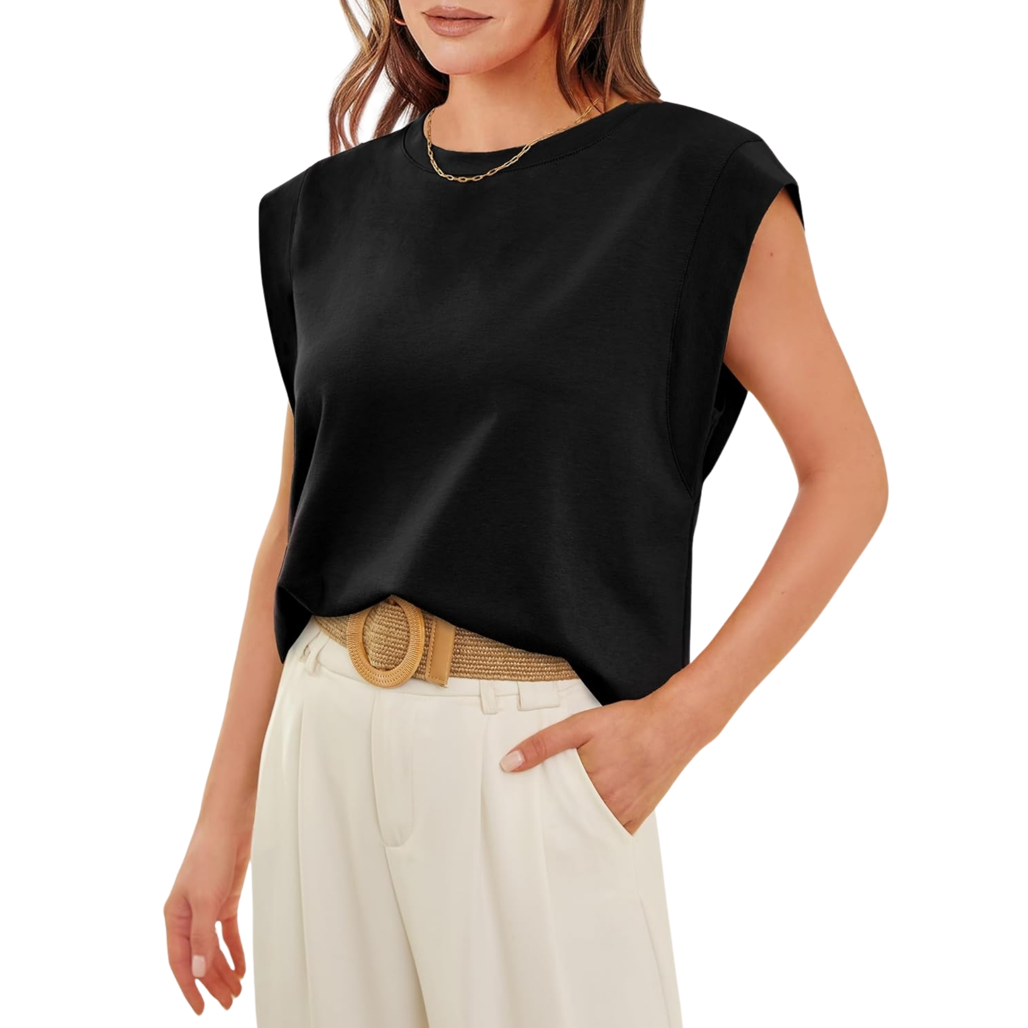 Loose Fit Cap Sleeve Tee Shirts For Women