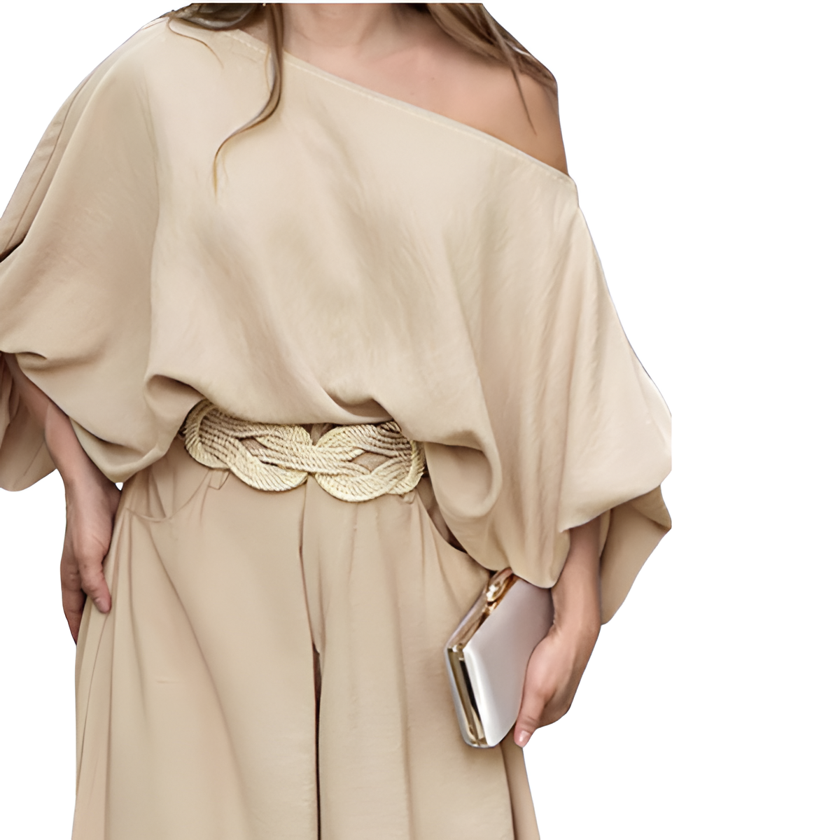 Two Piece Set With Flowy Pants And Top For Women