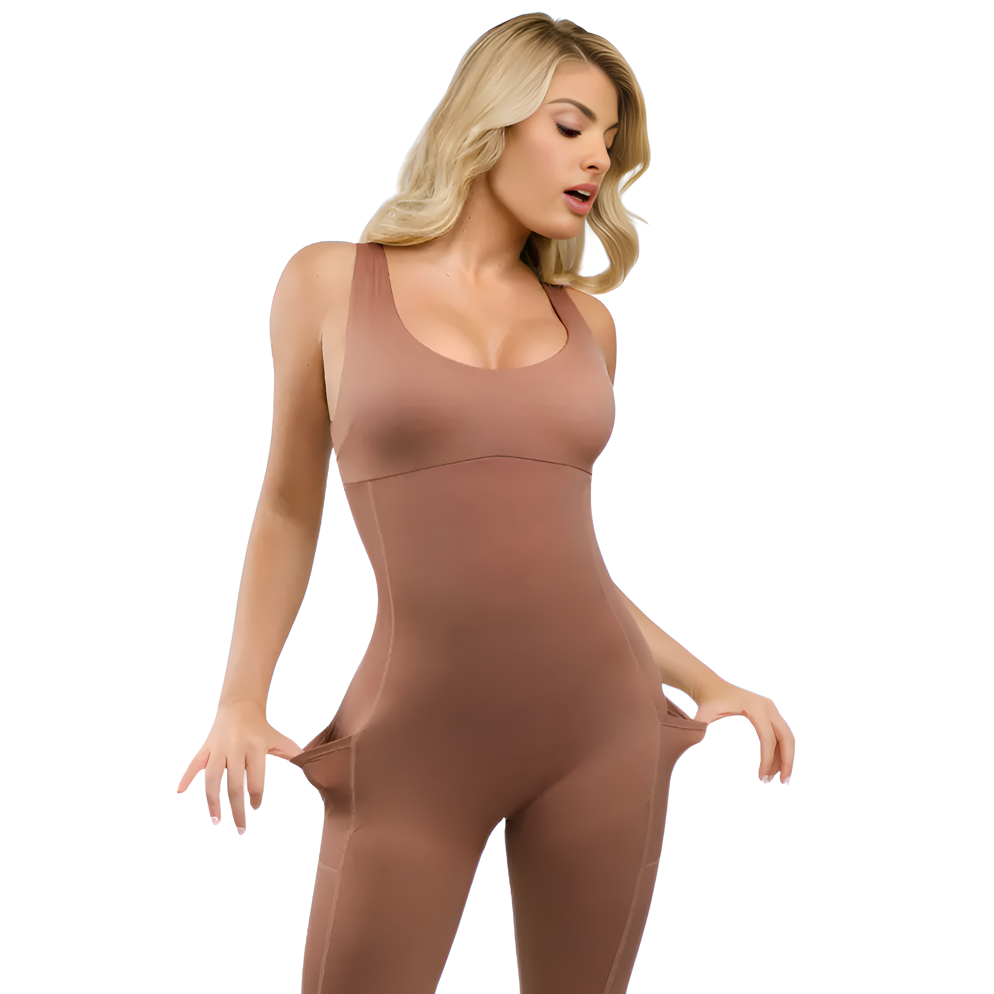 One Piece Shapewear Jumpsuit With Built In Mesh Support For Women