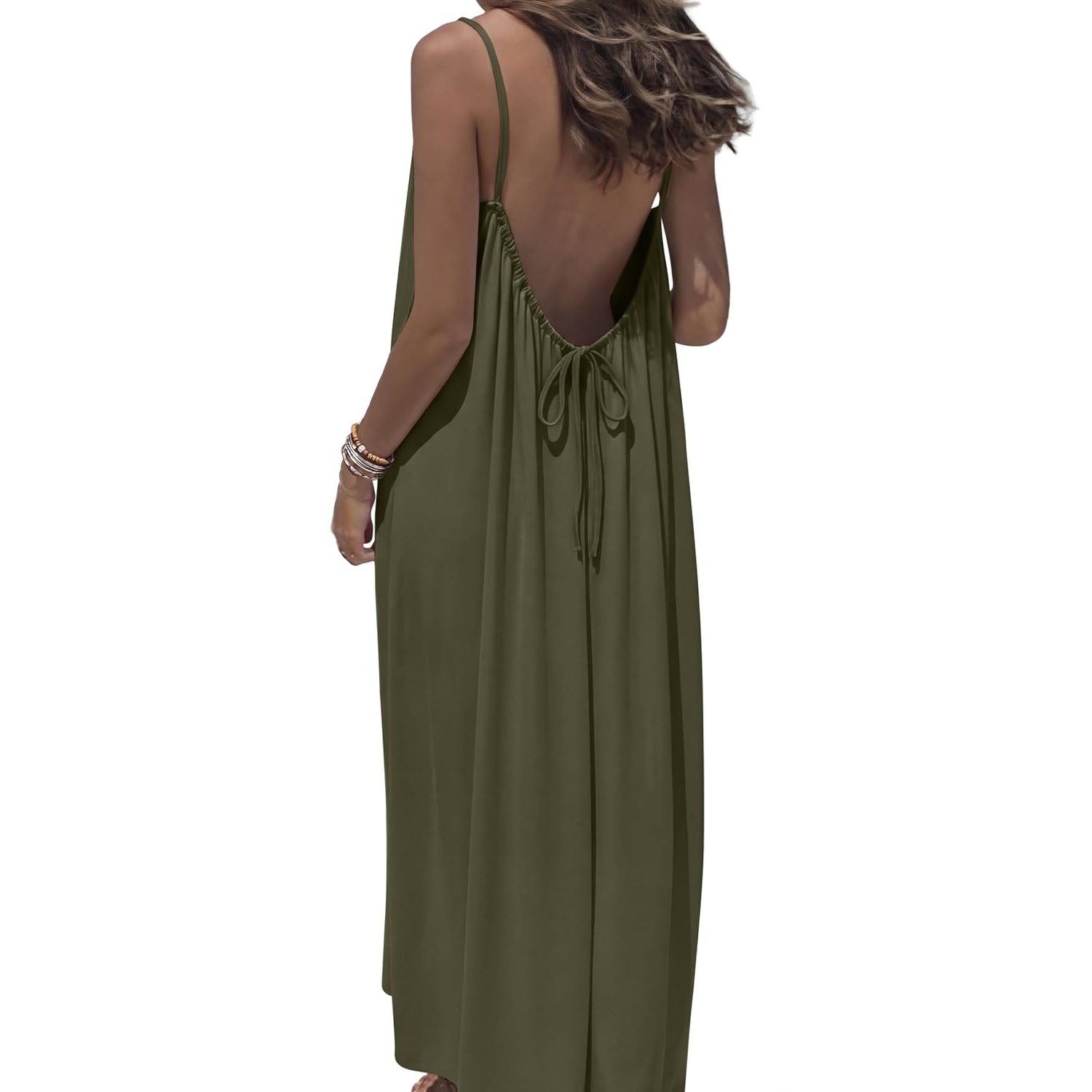 Summer Backless Spaghetti Strap Maxi Sundress For Women
