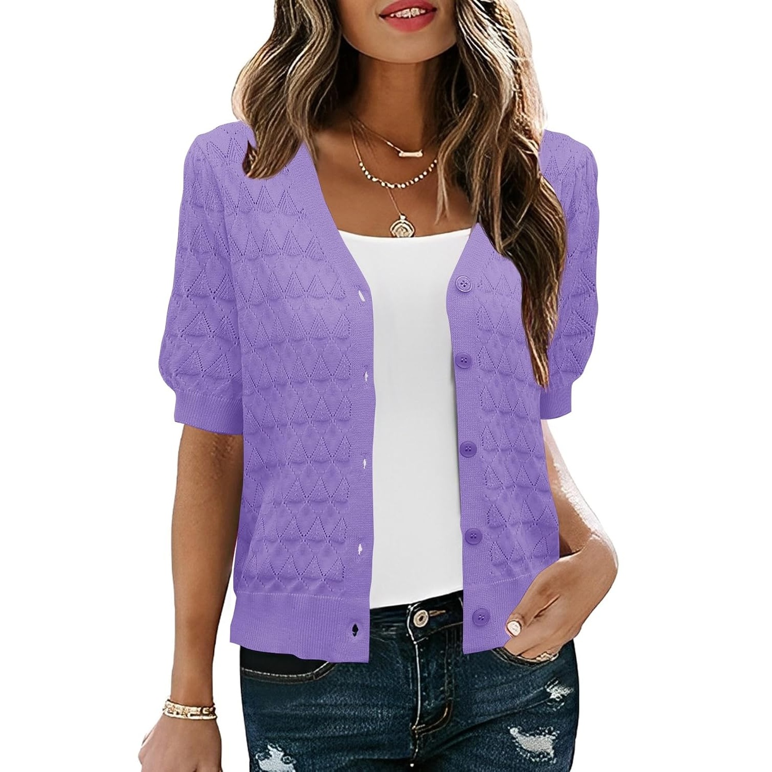 Casual Button Down Lightweight Cardigan Sweater For Women