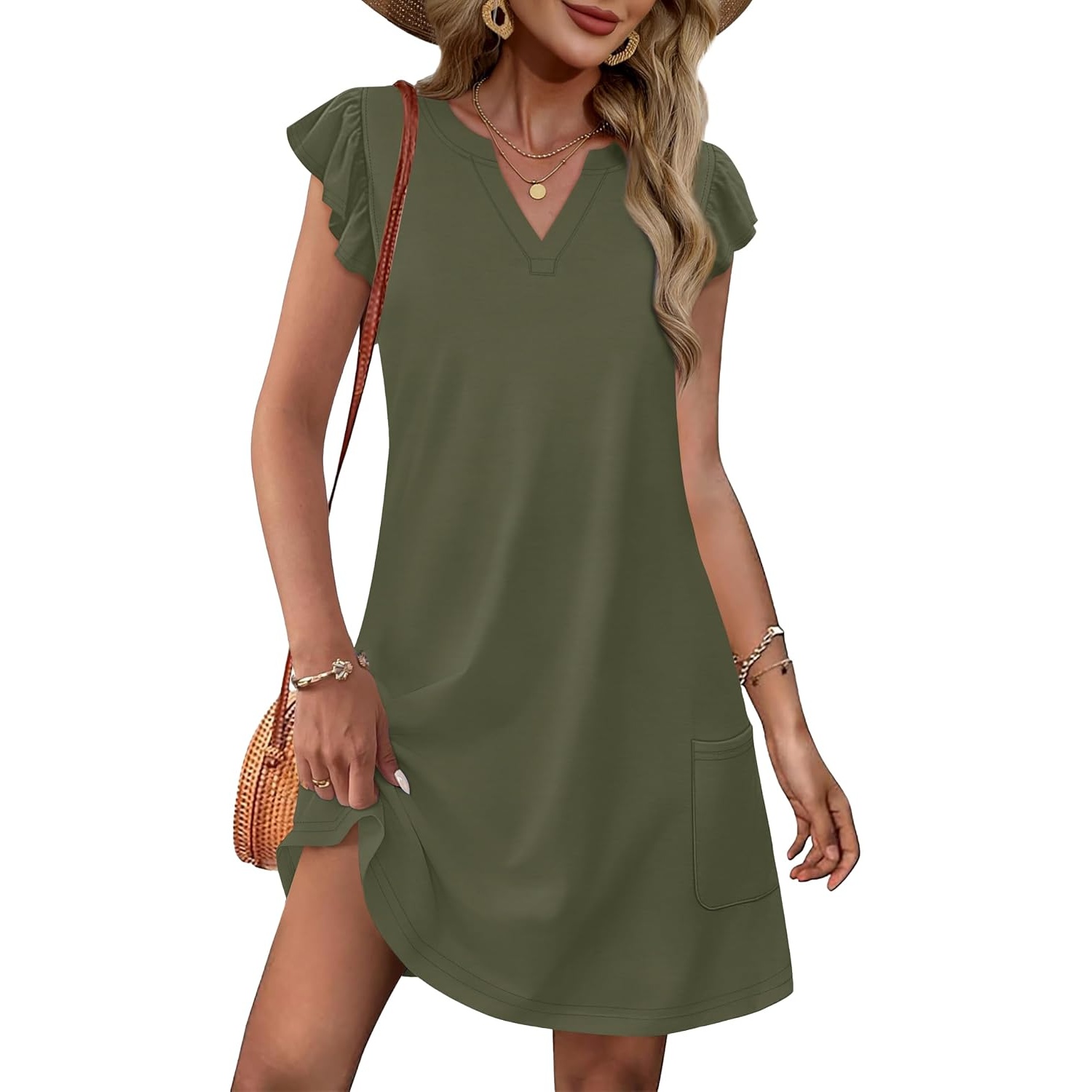 Casual Loose Ruffle Printed Dresses For Women