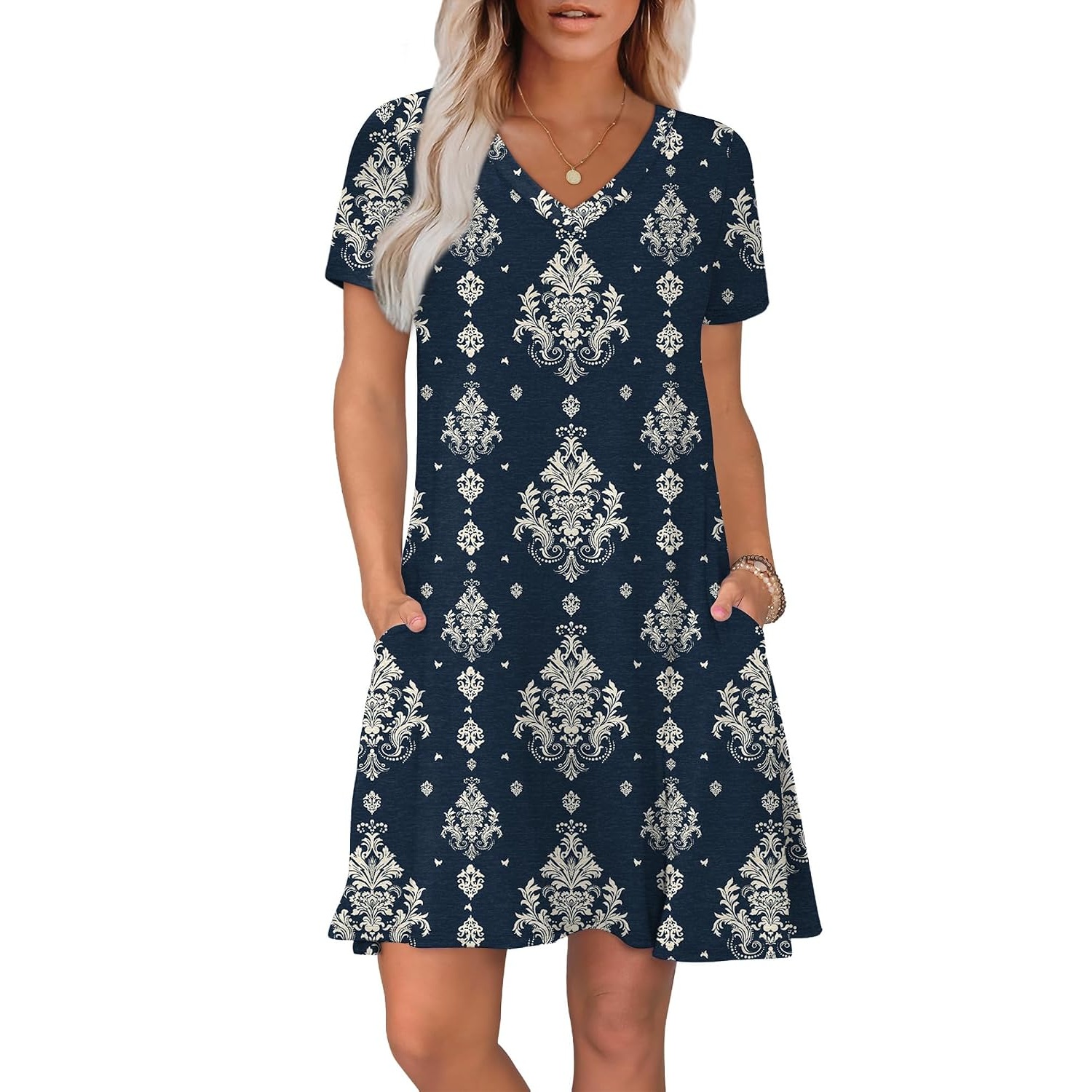 Boho Summer Loose T Shirt Dress With Pockets