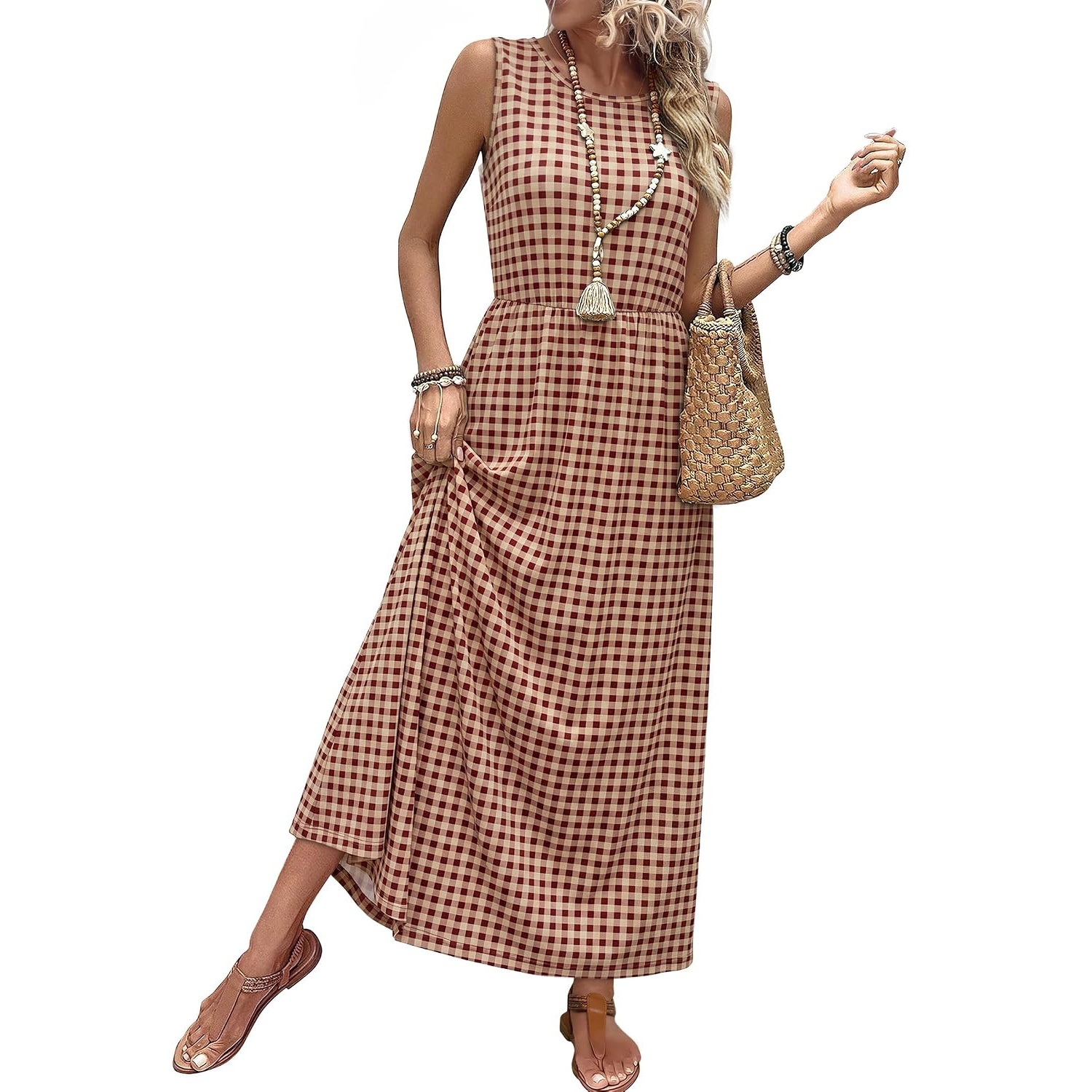 Casual Sleeveless Summer Flowy Maxi Dress For Women