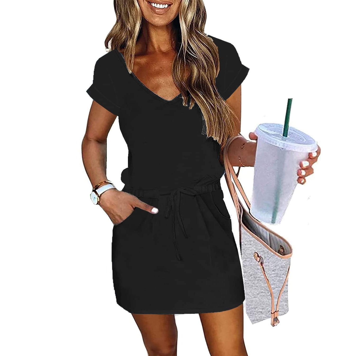 Casual Lantern Sleeve Mini Dress For Women