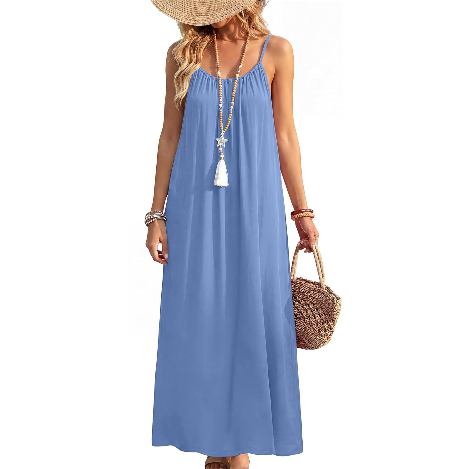 Summer Backless Spaghetti Strap Maxi Sundress For Women