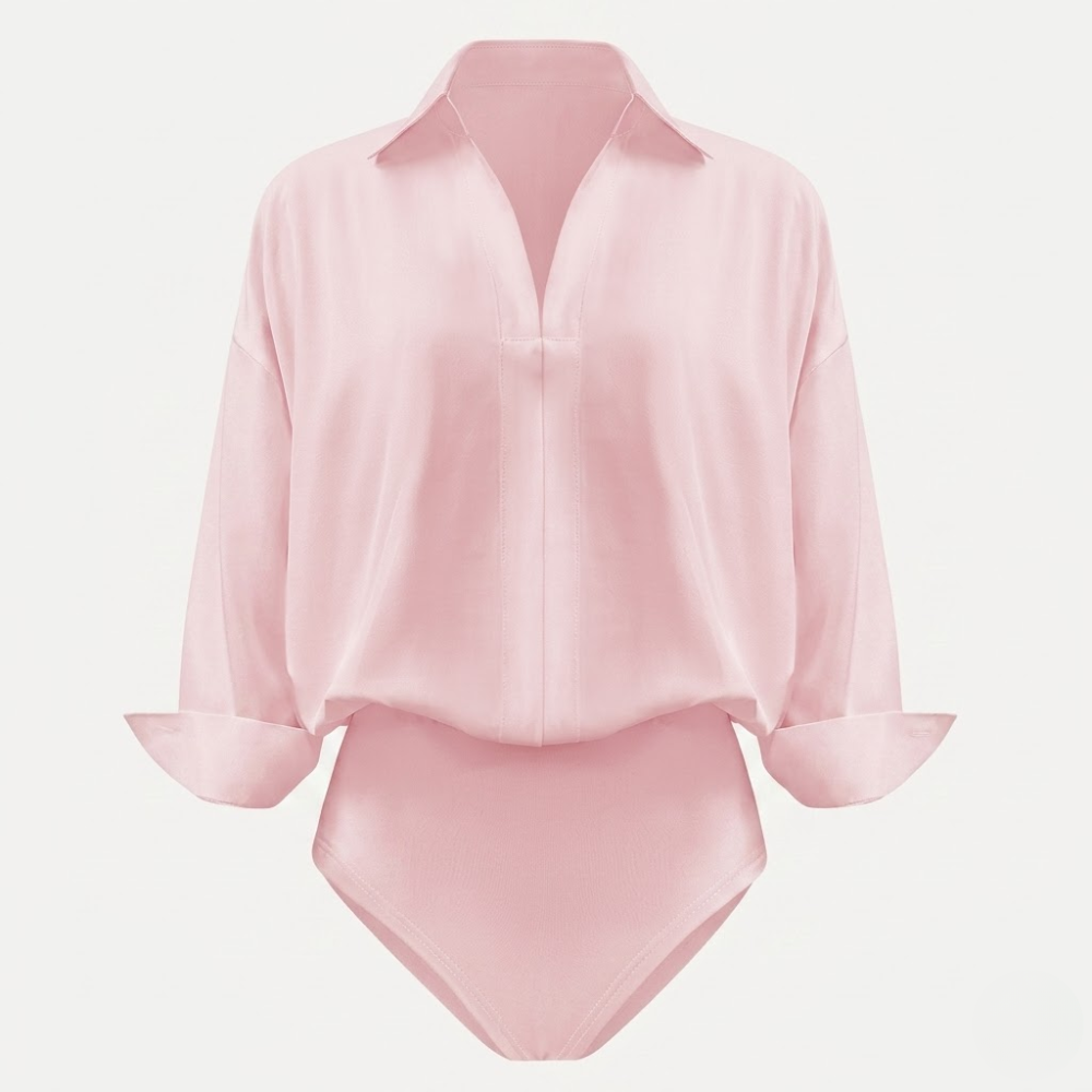 Women's casual loose V-neck long-sleeved shirt jumpsuit