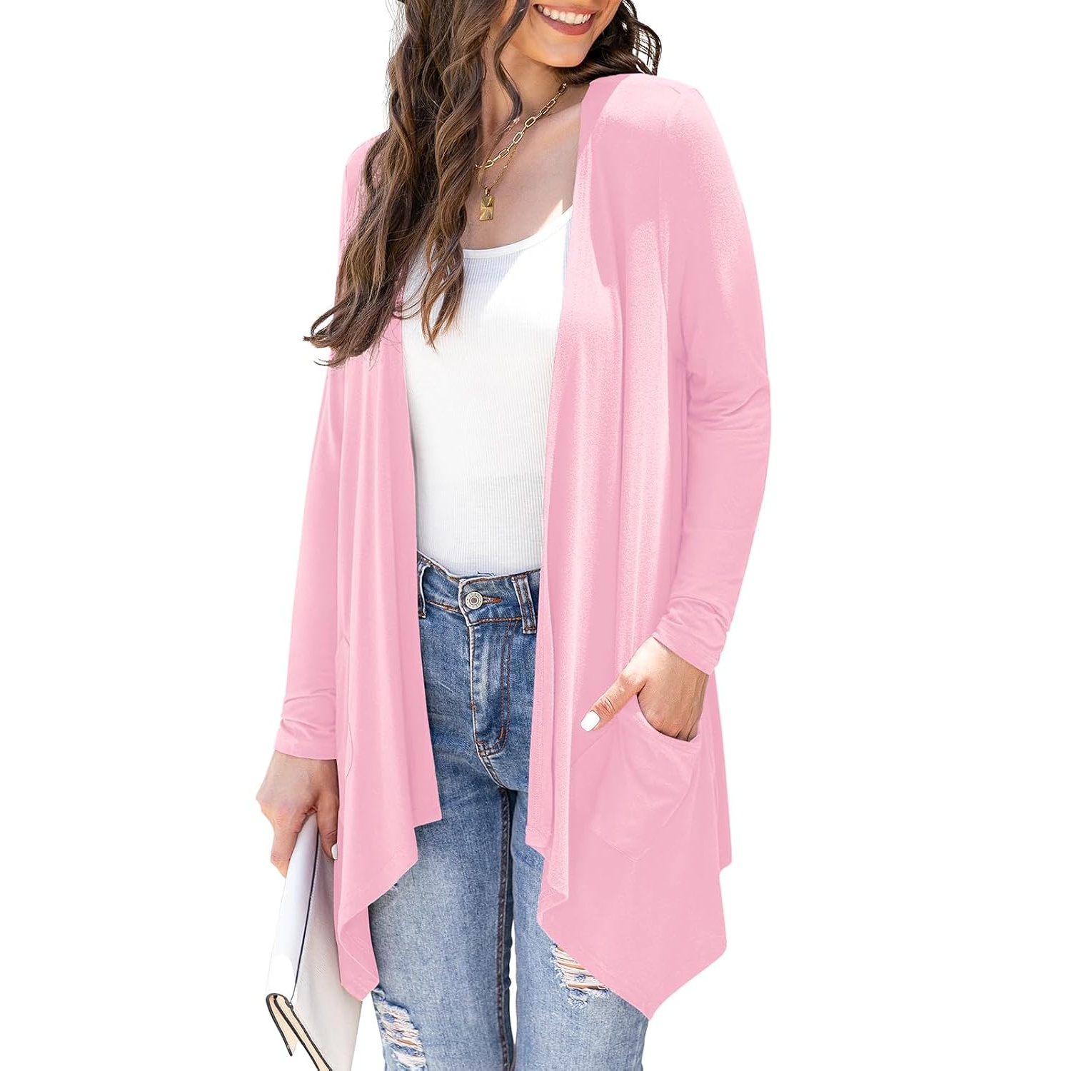 Soft Long Sleeve Draped Duster Cardigan For Women