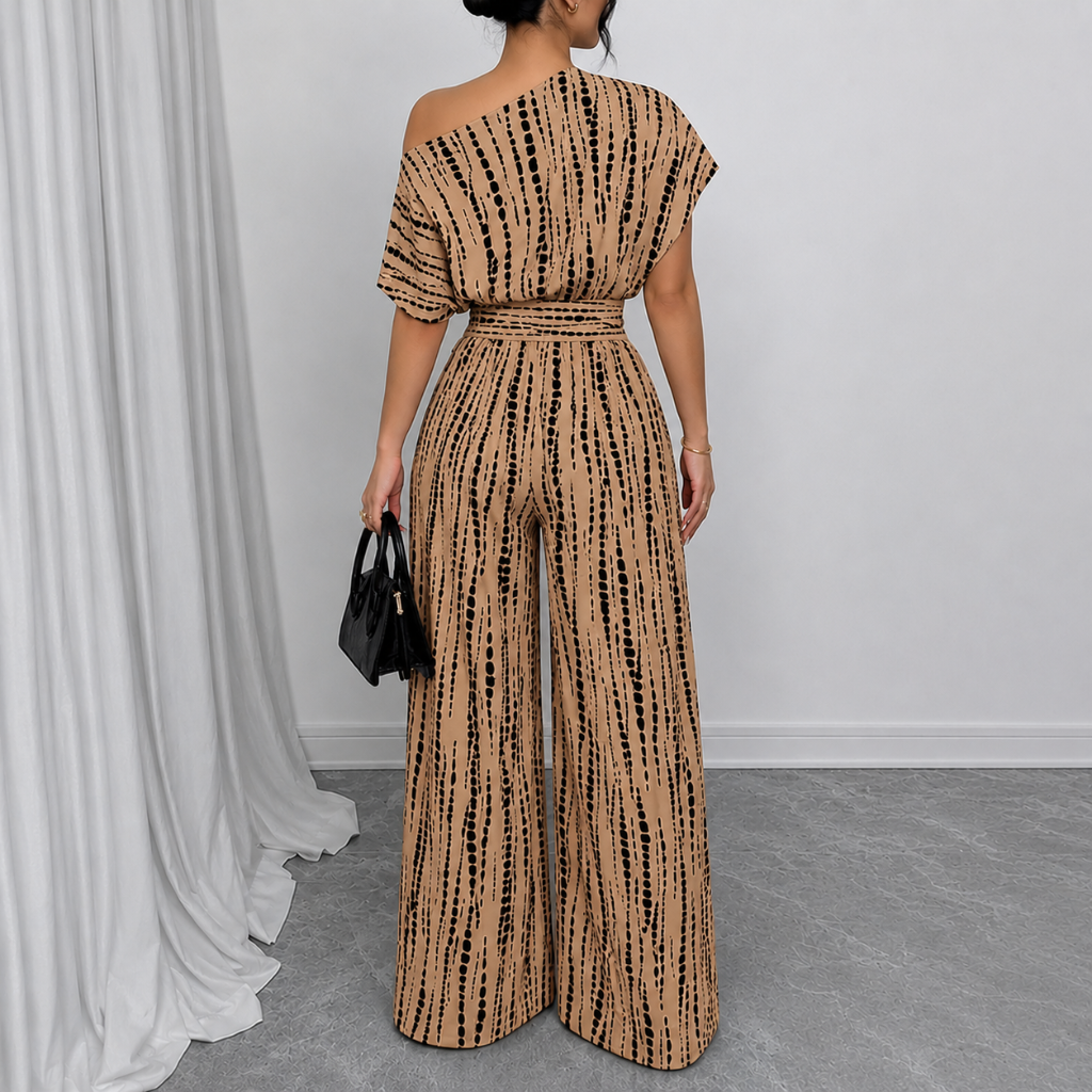 Loose Fit Tie Front Batwing Sleeve Wide Asymmetrical One Piece Jumpsuit For Women