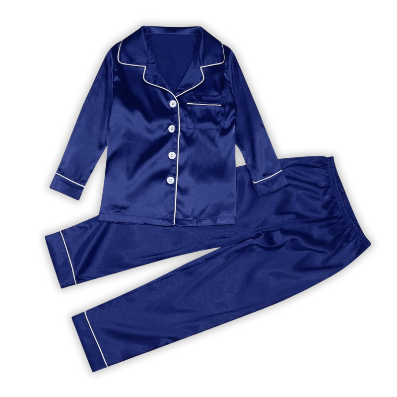 Matching Family Satin Pajama Set with Long Sleeve Top and Pants