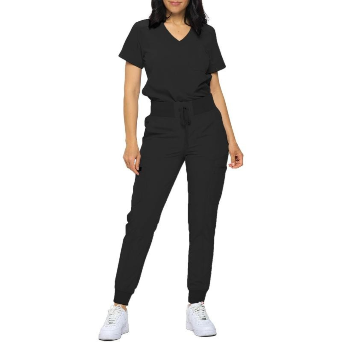 Women Stretchy Jogger Scrub Set With Tuck In Top