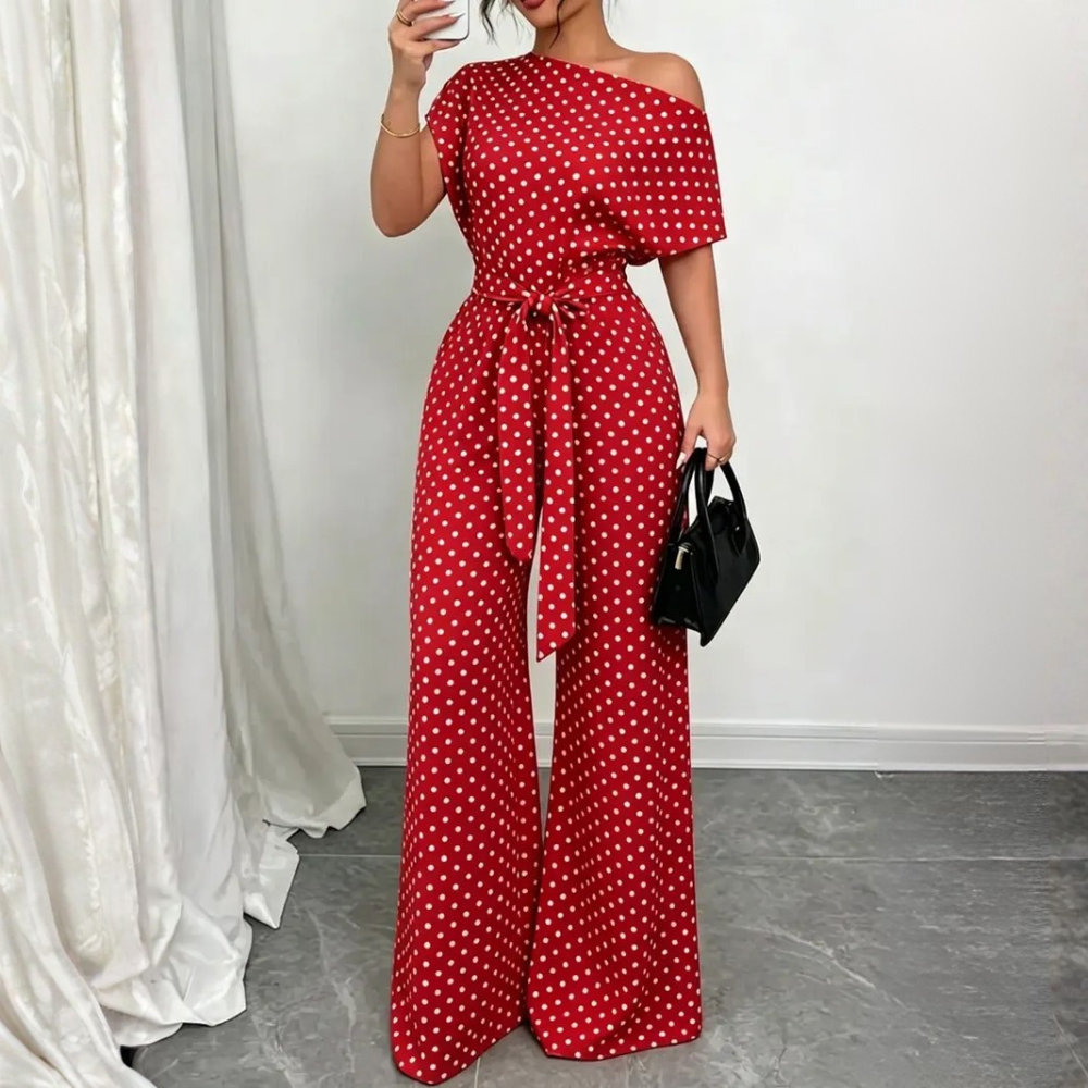 Women's All Over Print Tie Front Jumpsuit