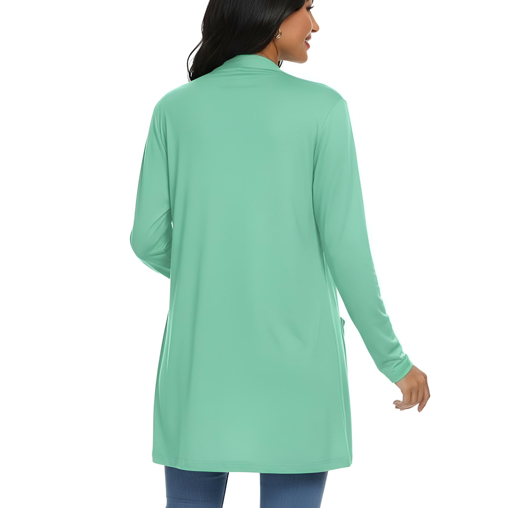 Lightweight Casual Open Front Long Cardigan With Pockets