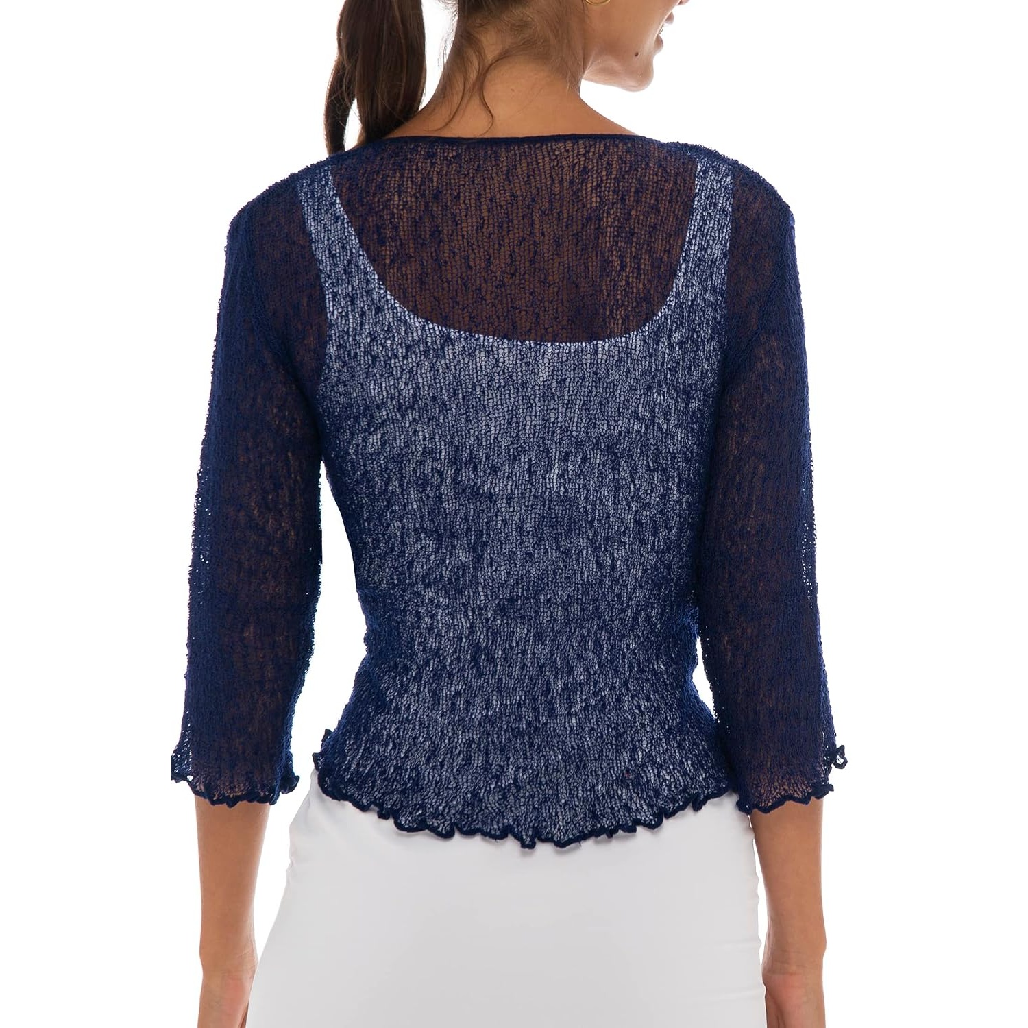 Lightweight Sheer Knit Tie-Front Cardigan for Women