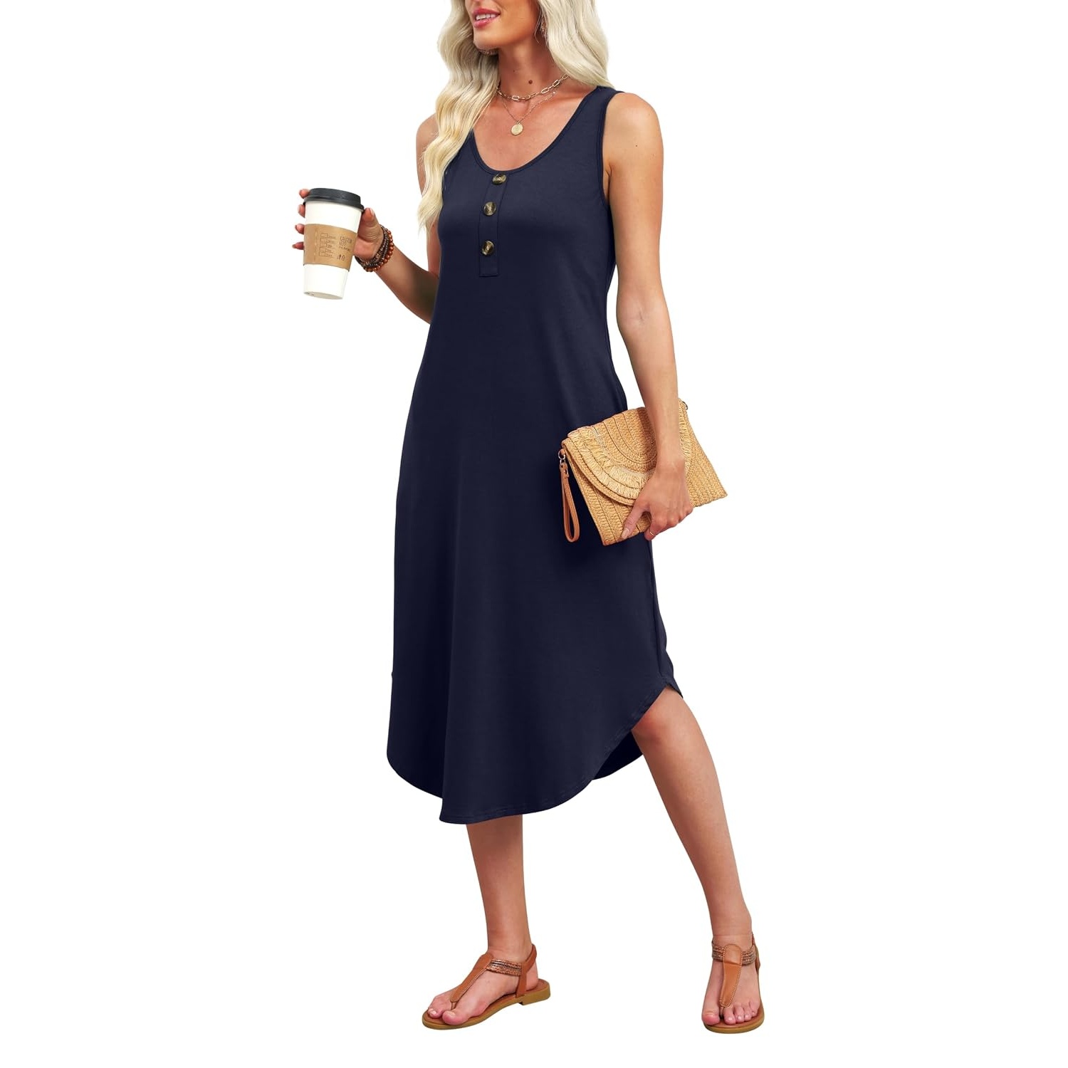 Casual Sleeveless Summer Midi Sundress For Women