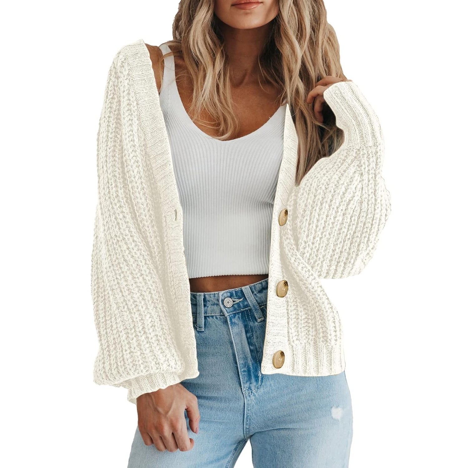 Casual Knit Open Front Cardigan Sweater For Women