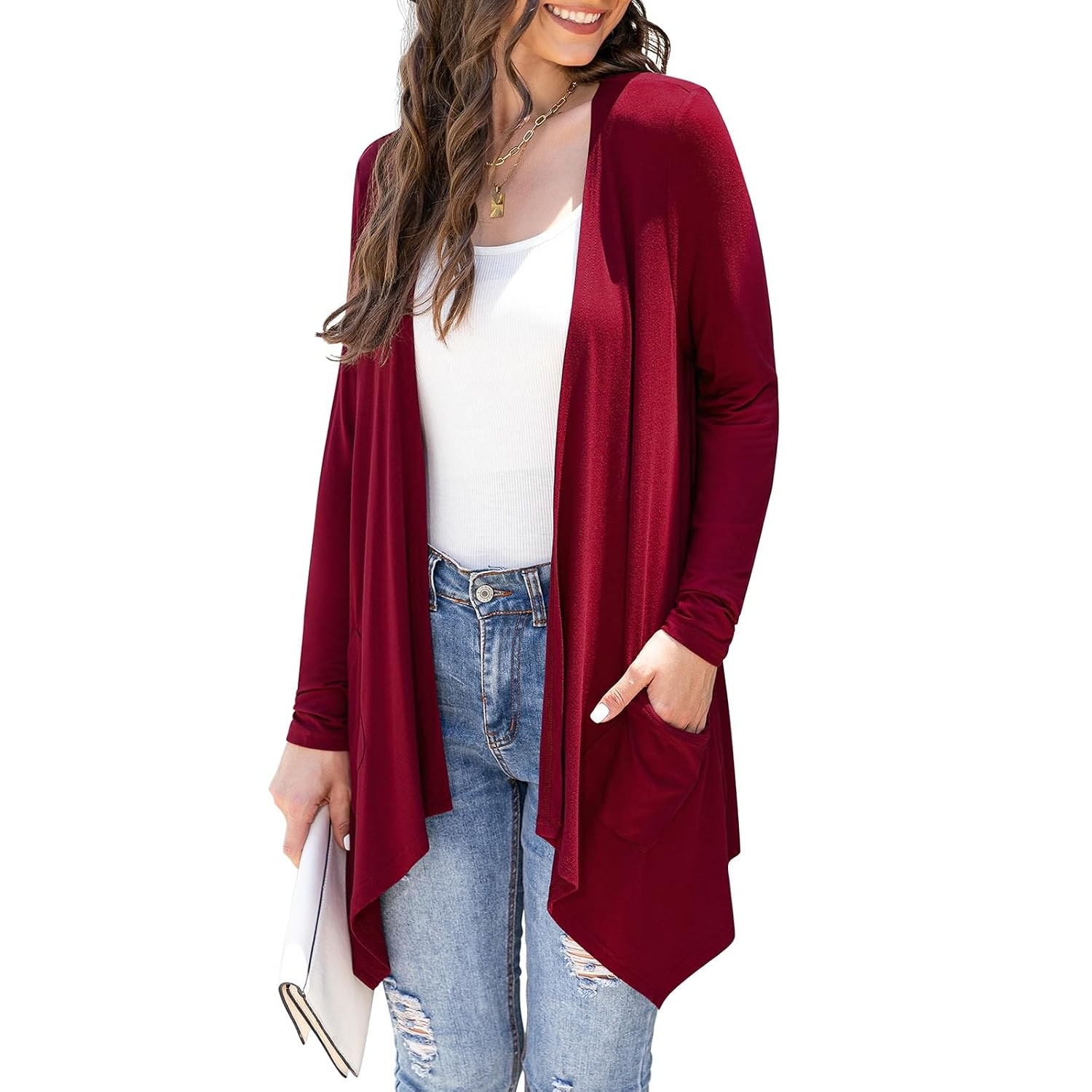 Soft Long Sleeve Draped Duster Cardigan For Women