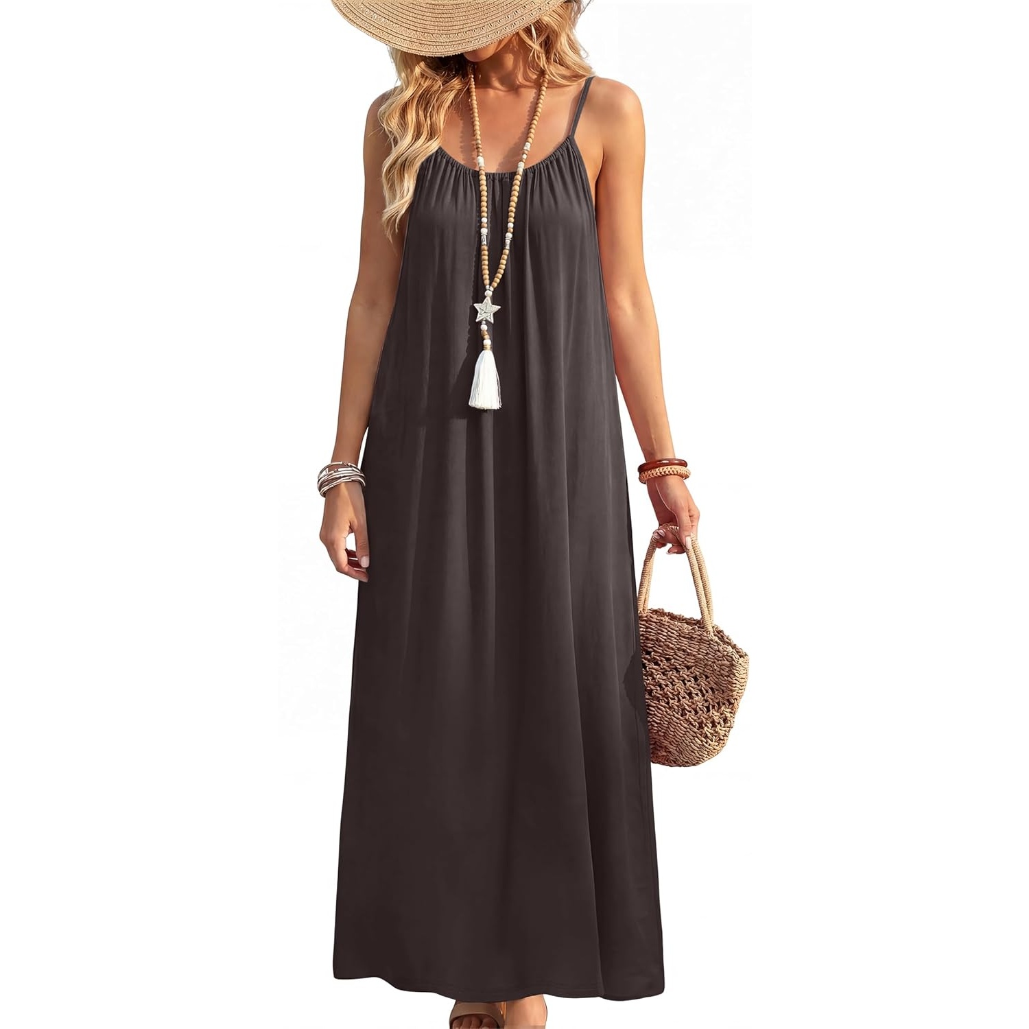 Summer Backless Spaghetti Strap Maxi Sundress For Women
