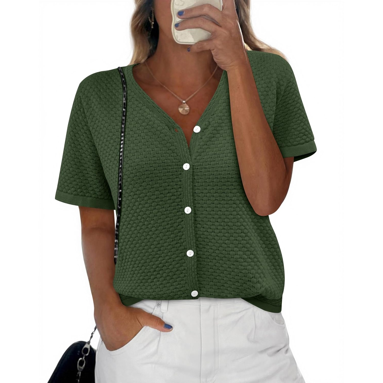 Casual Short Sleeve Crochet Knit Cardigan For Women