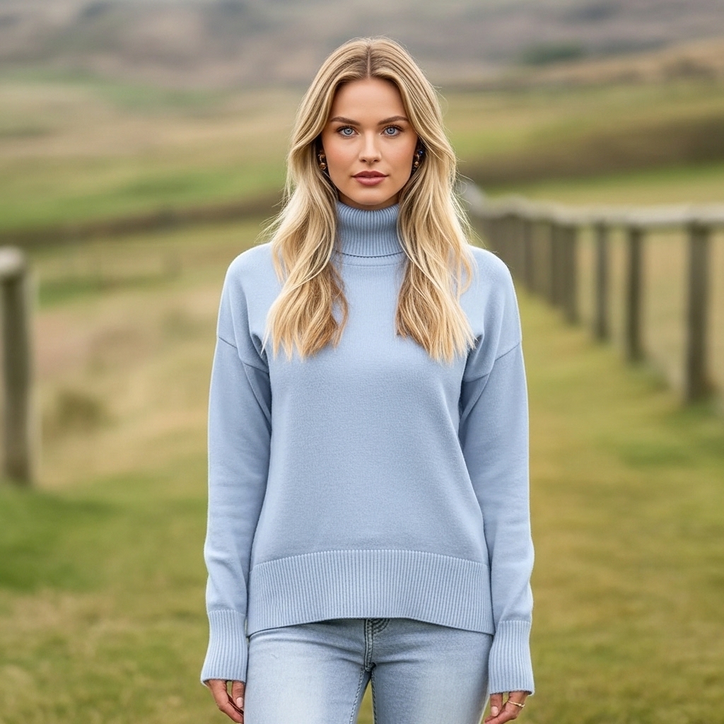 Oversized Chunky Knitted Sweater For Women With High Hem