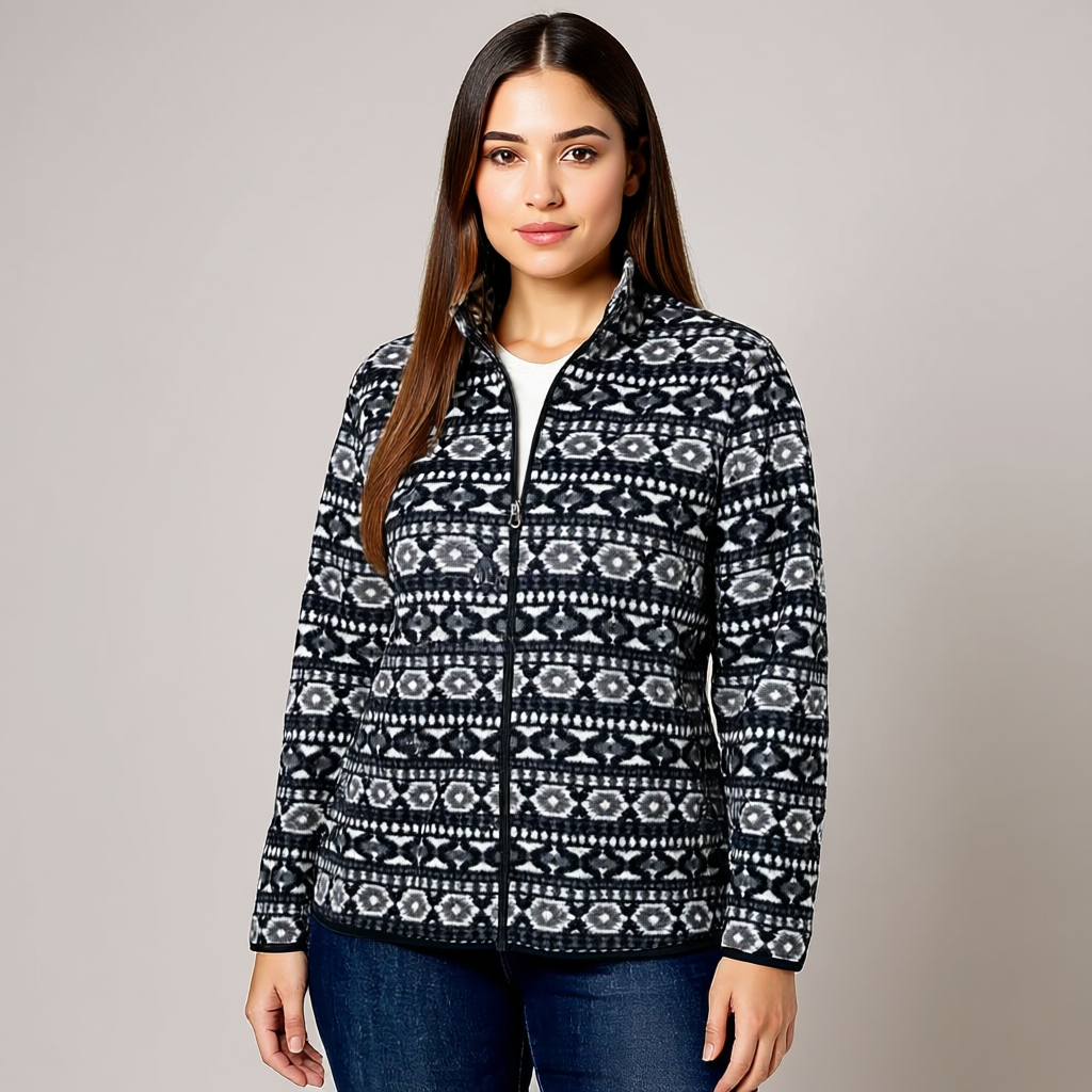 Camouflage Classic Fit Full Zip Polar Fleece Jacket For Women