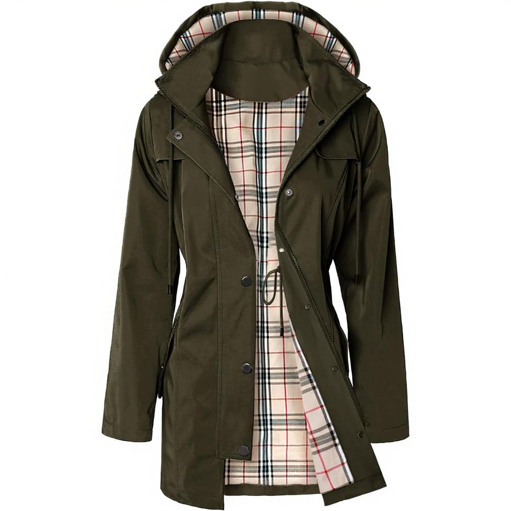 Women Long Hooded Rain Jacket