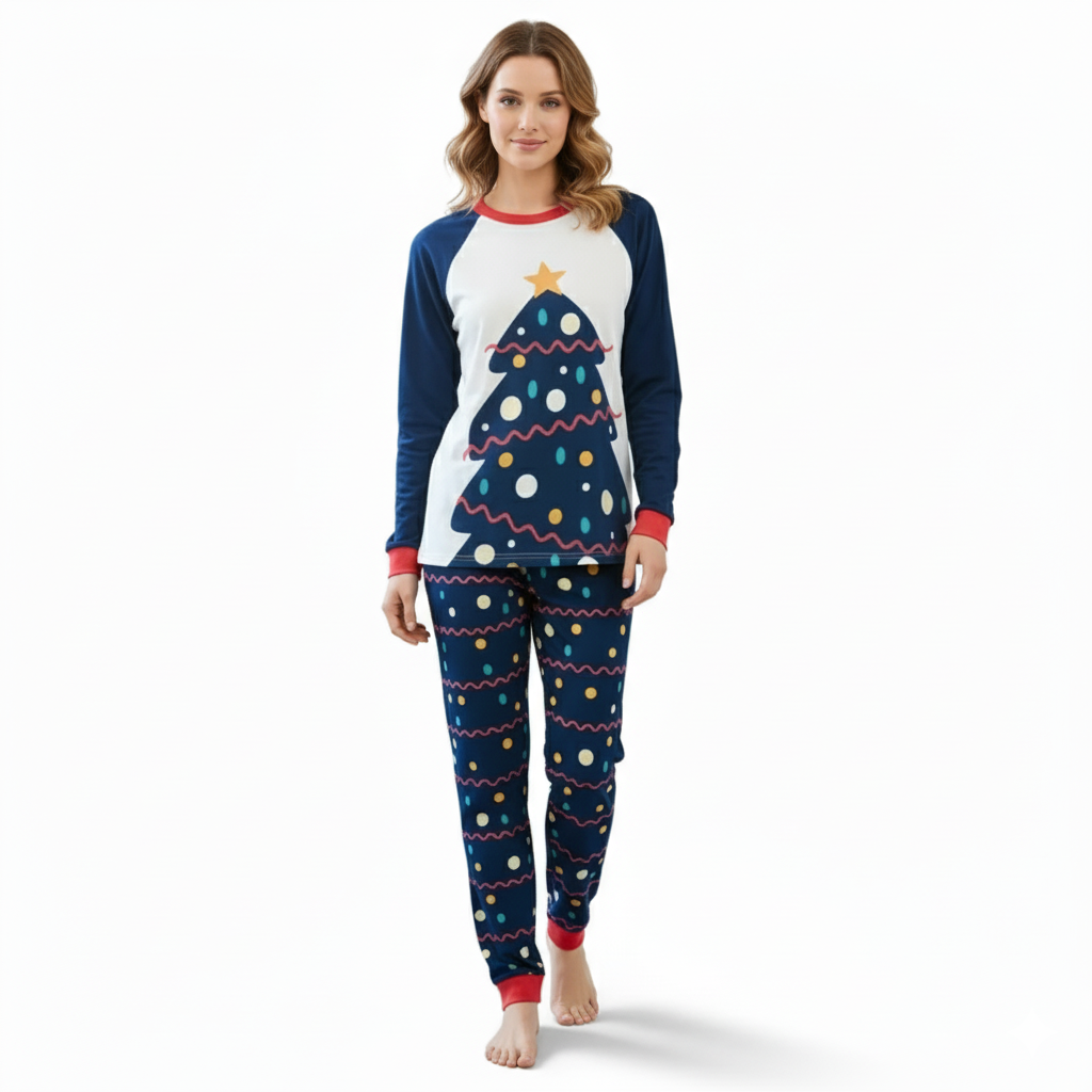 All Over Print Christmas Tree Design Family Matching Pajama Set