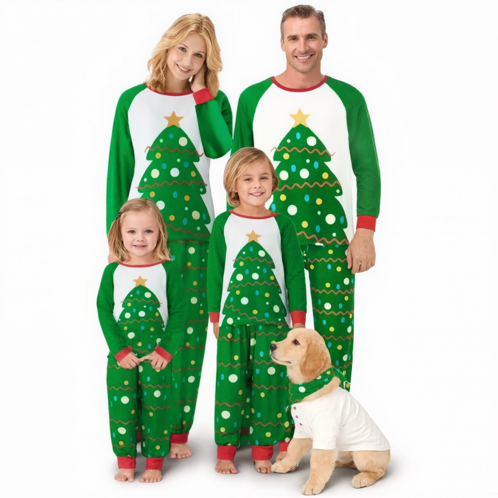 All Over Print Christmas Tree Pattern Family Matching Pajama Set