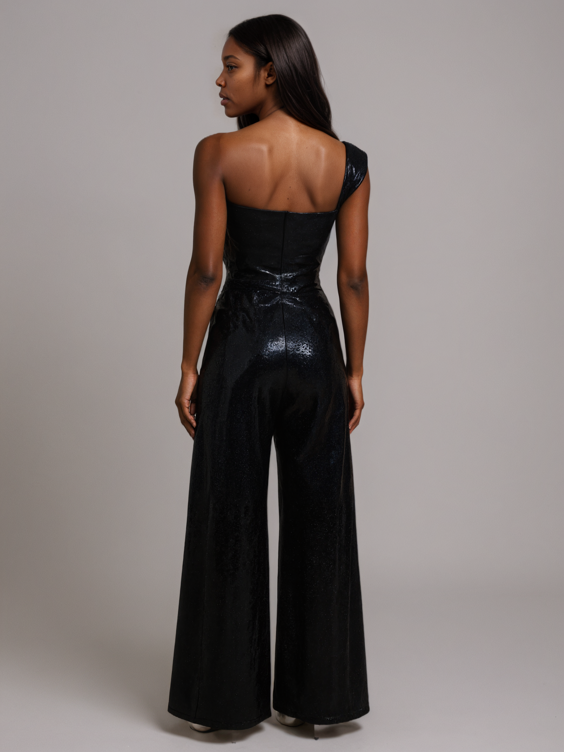 Loose Sequin Jumpsuit With Asymmetry