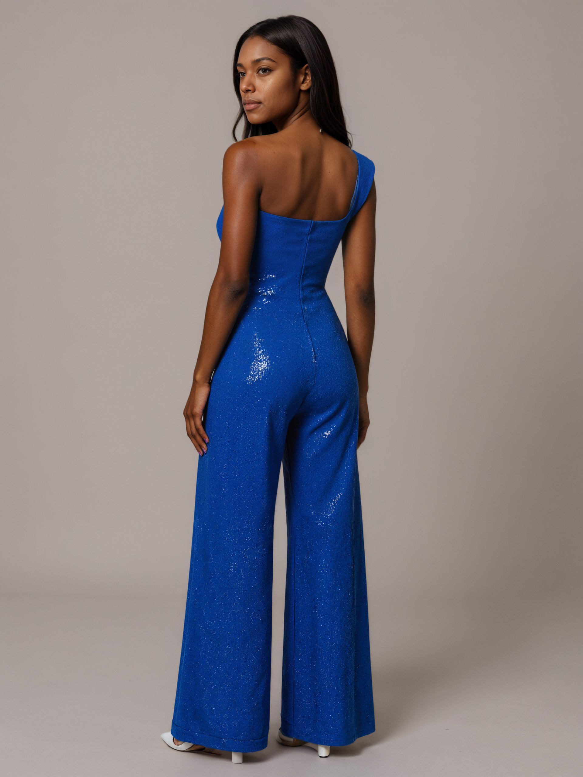 Loose Sequin Jumpsuit With Asymmetry