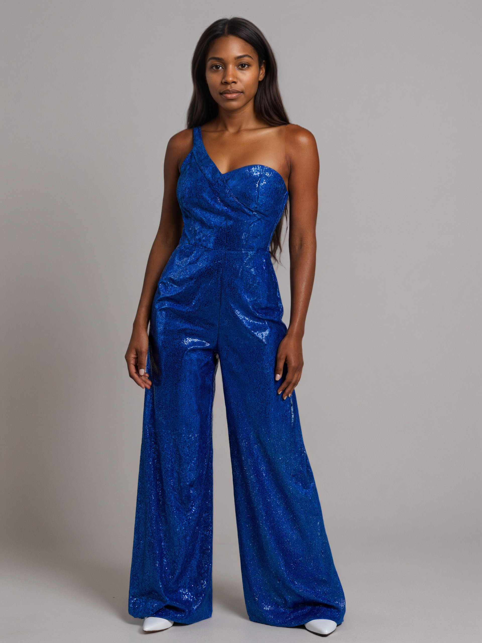 Loose Sequin Jumpsuit With Asymmetry