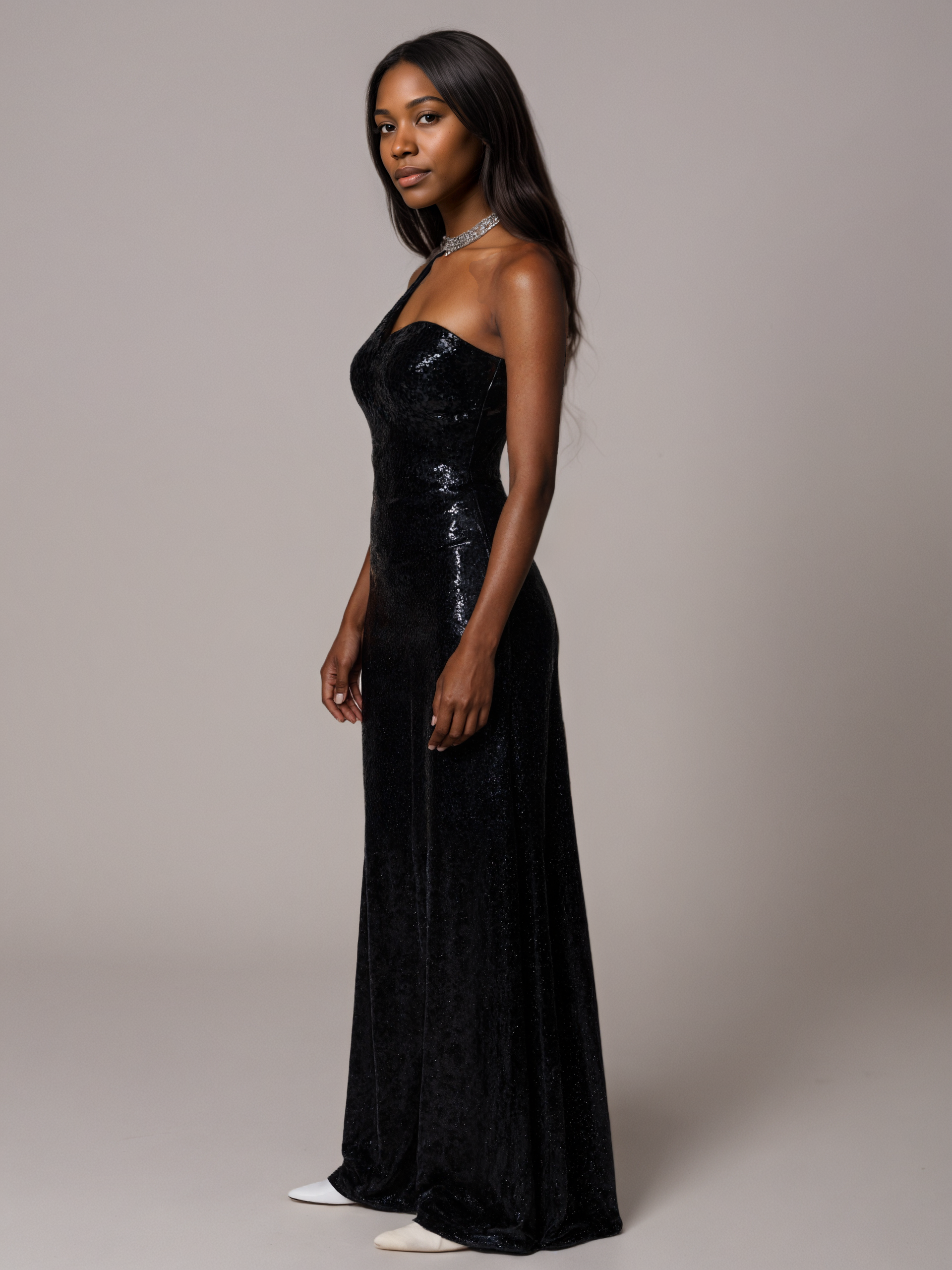 Loose Sequin Jumpsuit With Asymmetry