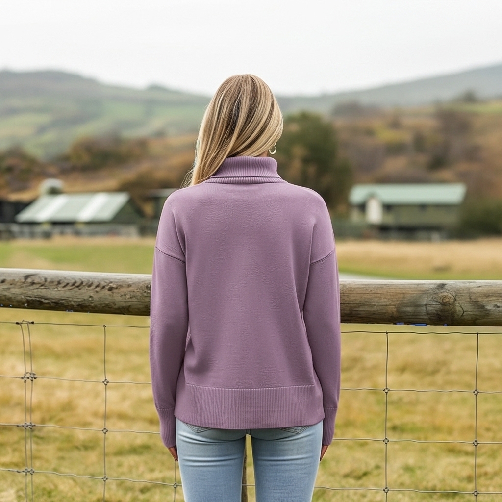 Oversized Chunky Knitted Sweater For Women With High Hem